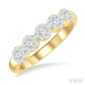 1/3 ctw 5-Stone Lovebright Round Cut Diamond Ring in 14K Yellow and White Gold