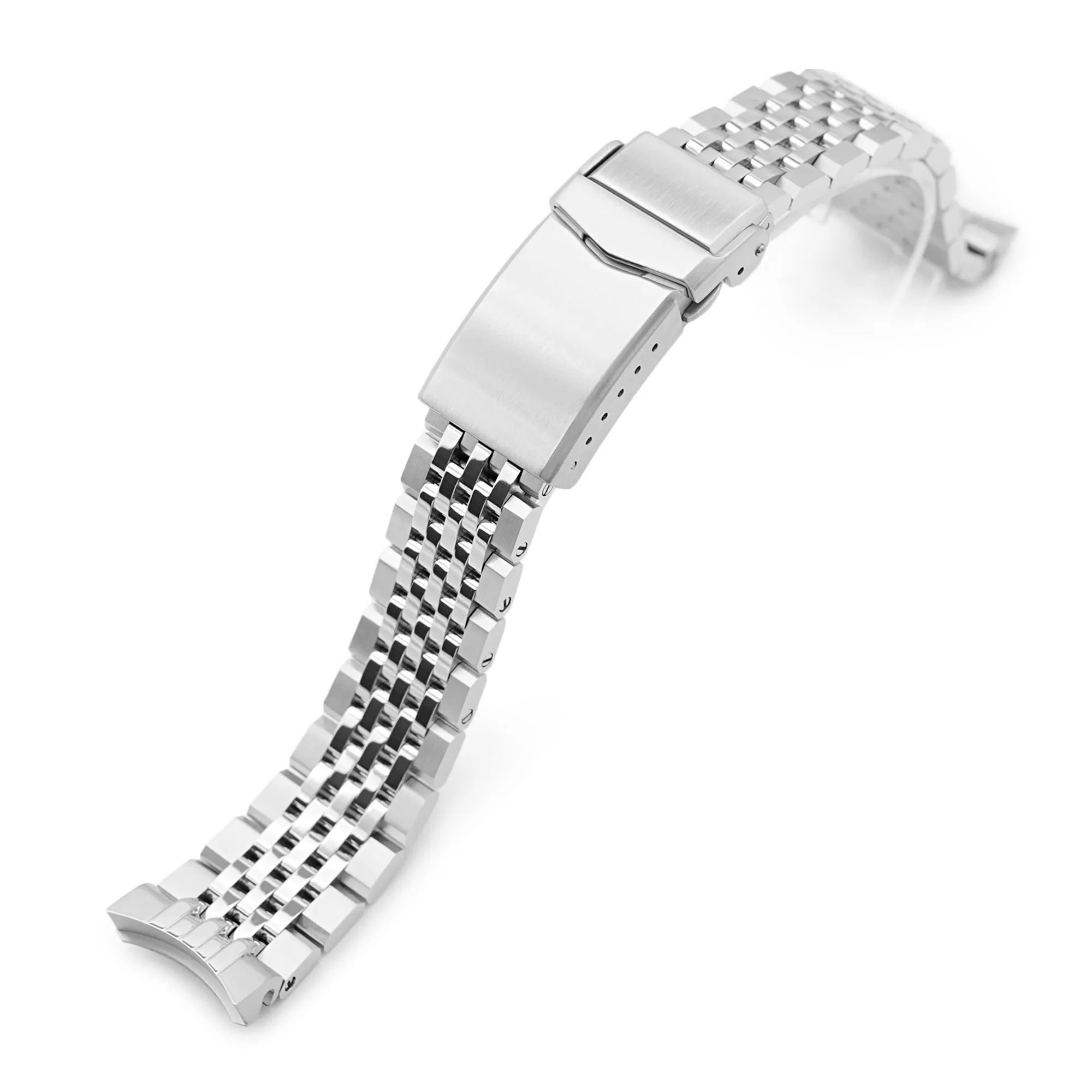 19mm Asteroid Watch Band for Grand Seiko 44GS SBGJ235 SBGJ201 SBGJ203, Stainless Steel - Brushed with Polished Center, V-Diver Clasp