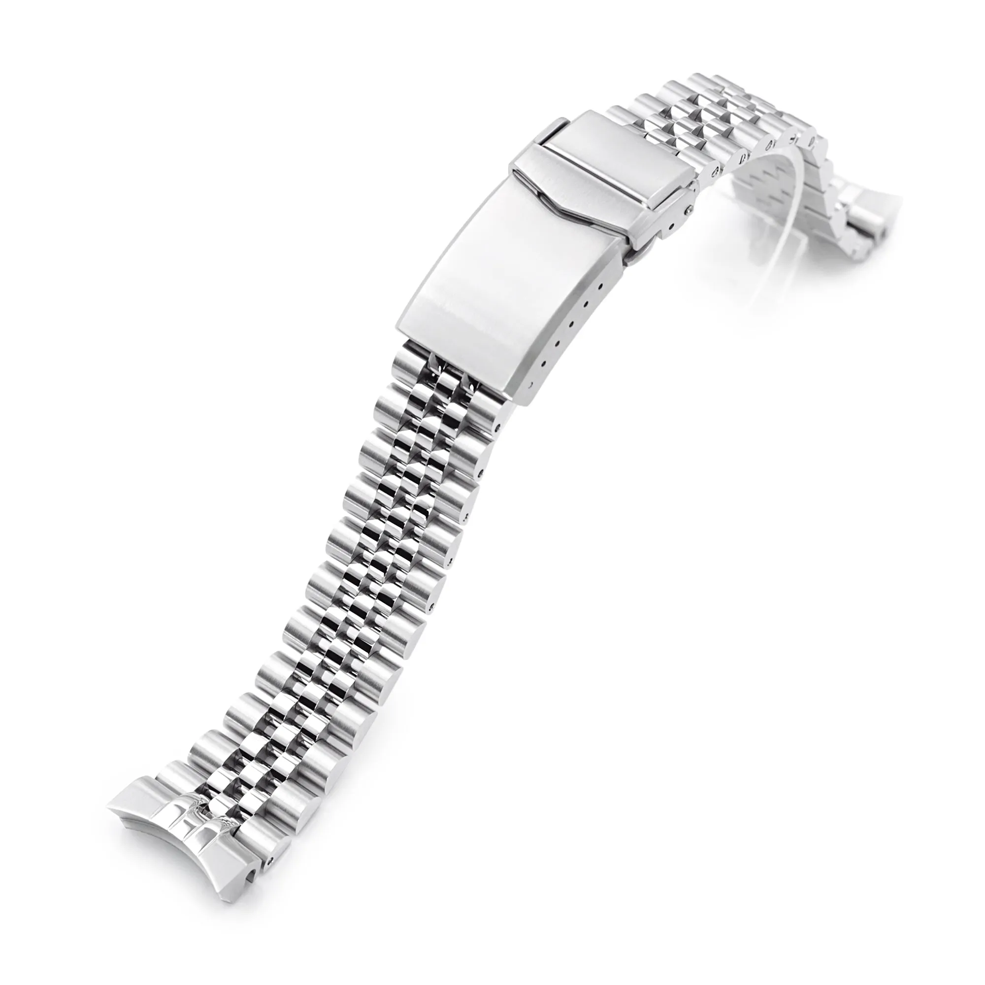 19mm Super-JUB II Watch Band for Grand Seiko 44GS SBGJ235 SBGJ201 SBGJ203, Stainless Steel - Brushed with Polished Center, V-Diver Clasp