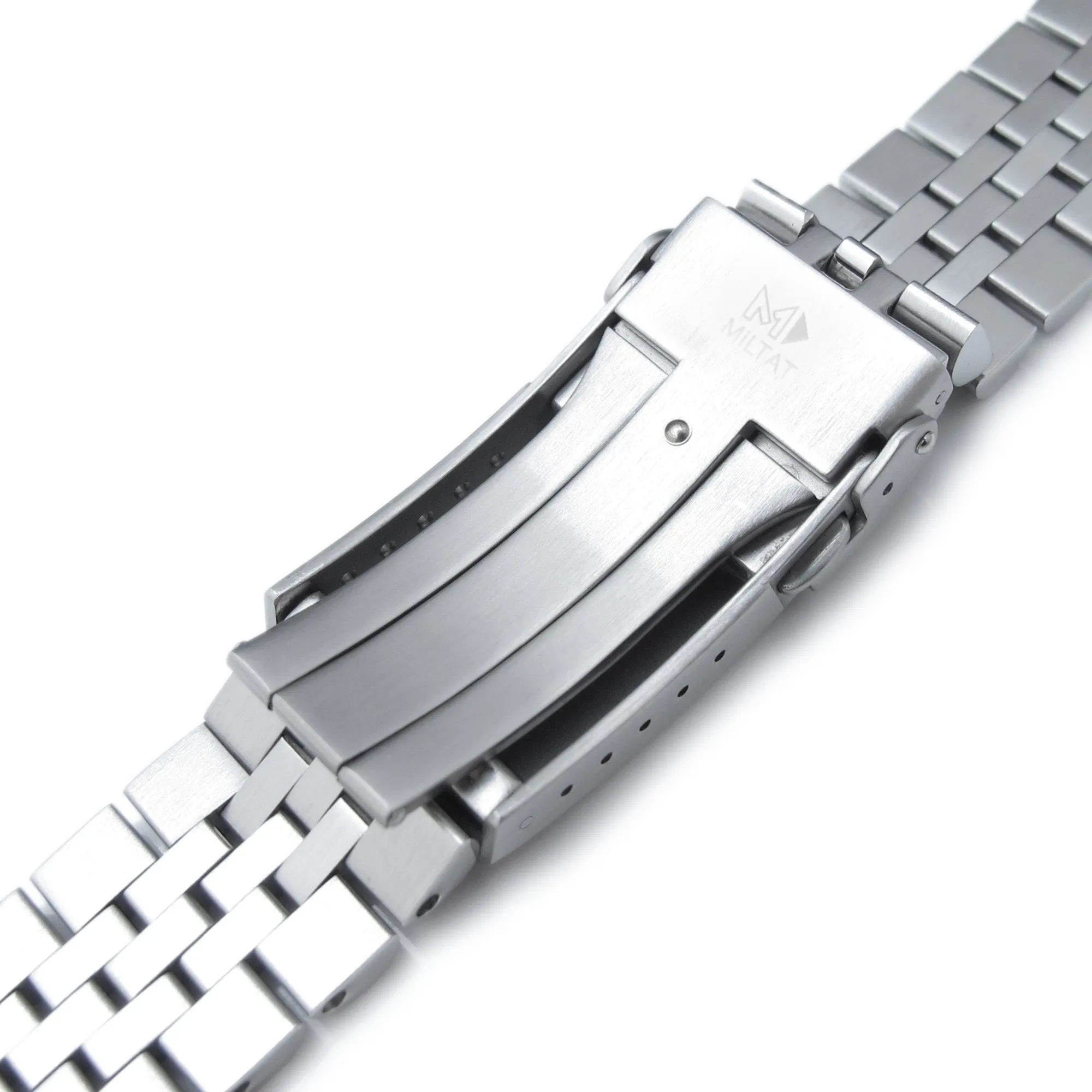 19mm Super-JUB II Watch Band for Grand Seiko 44GS SBGJ235 SBGJ201 SBGJ203, Stainless Steel - Brushed with Polished Center, V-Diver Clasp