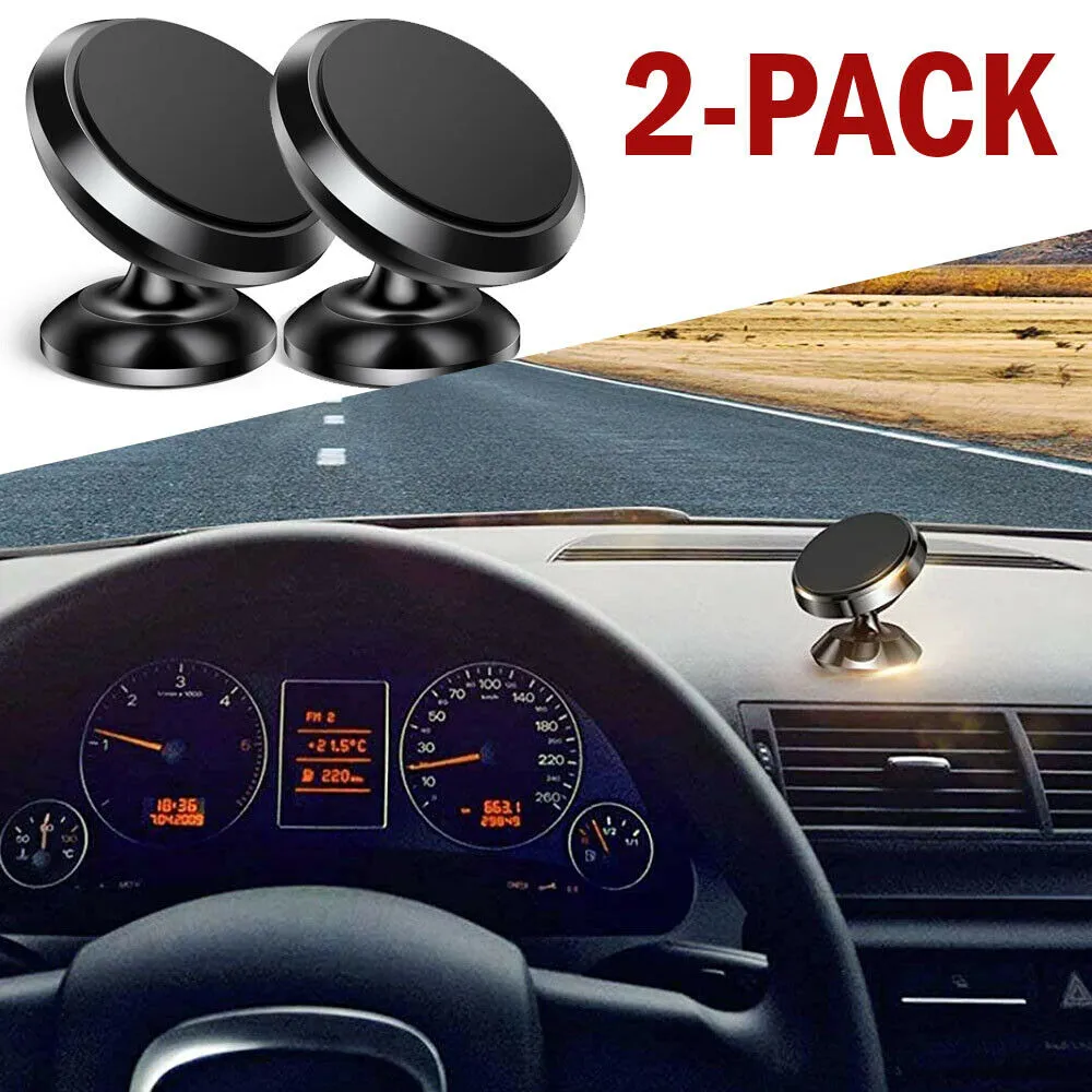 2 Pack Magnetic Car Mount Phone Holder Stand Dashboard For iPhone Android Samsung