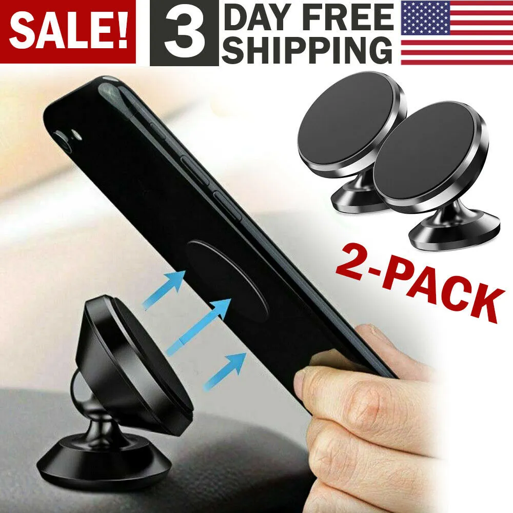 2 Pack Magnetic Car Mount Phone Holder Stand Dashboard For iPhone Android Samsung