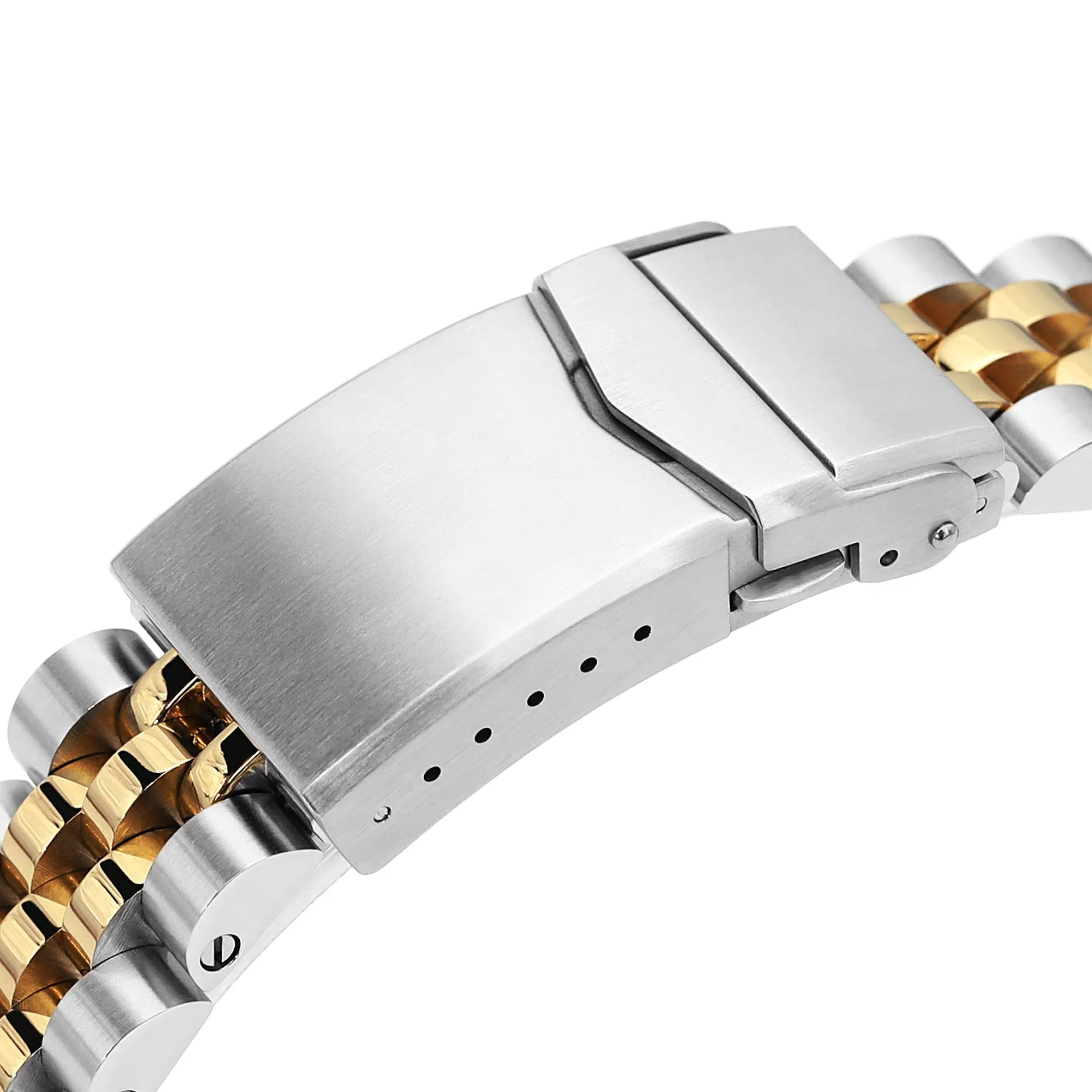 20mm Angus-J Louis Watch Band for Seiko SARB035, 316L Stainless Steel Two Tone IP Gold V-Clasp