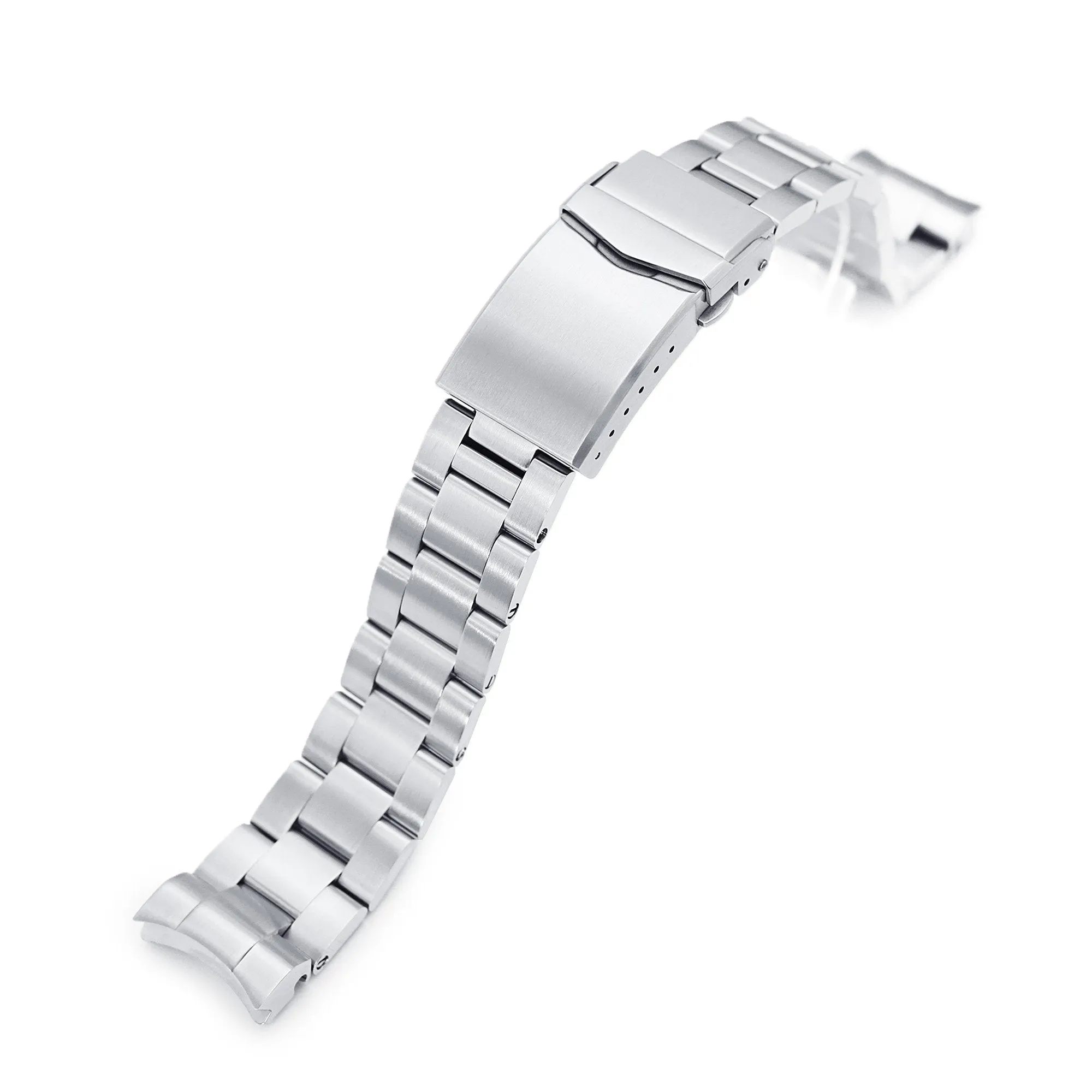 20mm Super-O Boyer Watch Band for Seiko Baby MM 200 SBDC061 SPB077 SBDC063, Stainless Steel - Brushed, V-Diver Clasp