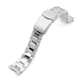 20mm Super-O Boyer Watch Band for Seiko Cocktail SRPB41 SSA345 SSA341, Stainless Steel - Brushed with Polished Center, V Diver Clasp