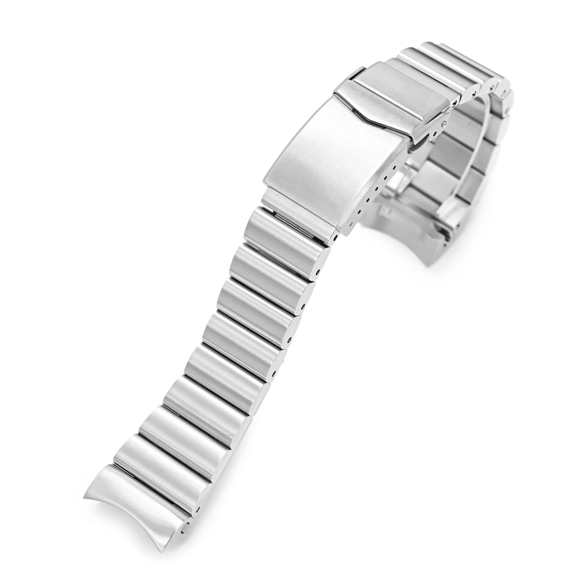 22mm Bandoleer Watch Band compatible with Seiko SKX007, 316L Stainless Steel Brushed V-Clasp