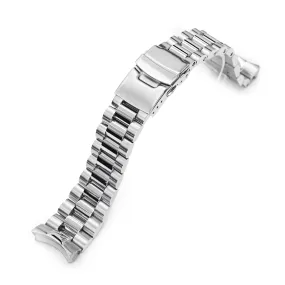 22mm Endmill Watch Band for Seiko SKX007 SKX009 SKX011, Stainless Steel - Brushed, Polished Center Links, Diver Clasp