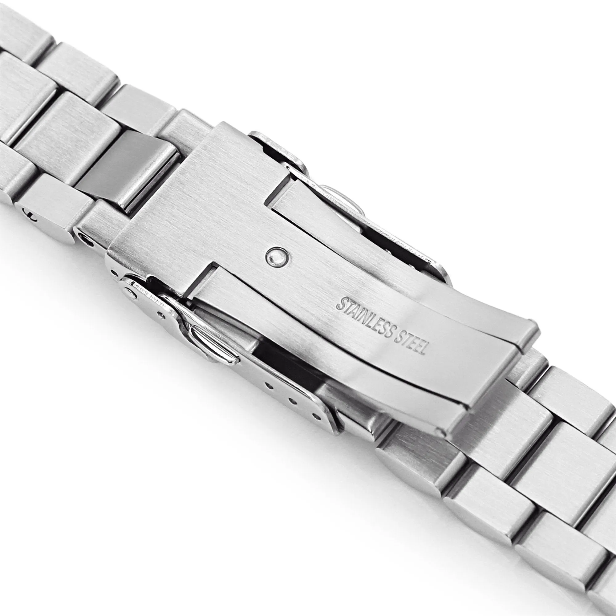 22mm Endmill Watch Band for Seiko SKX007 SKX009 SKX011, Stainless Steel - Brushed, Polished Center Links, Diver Clasp