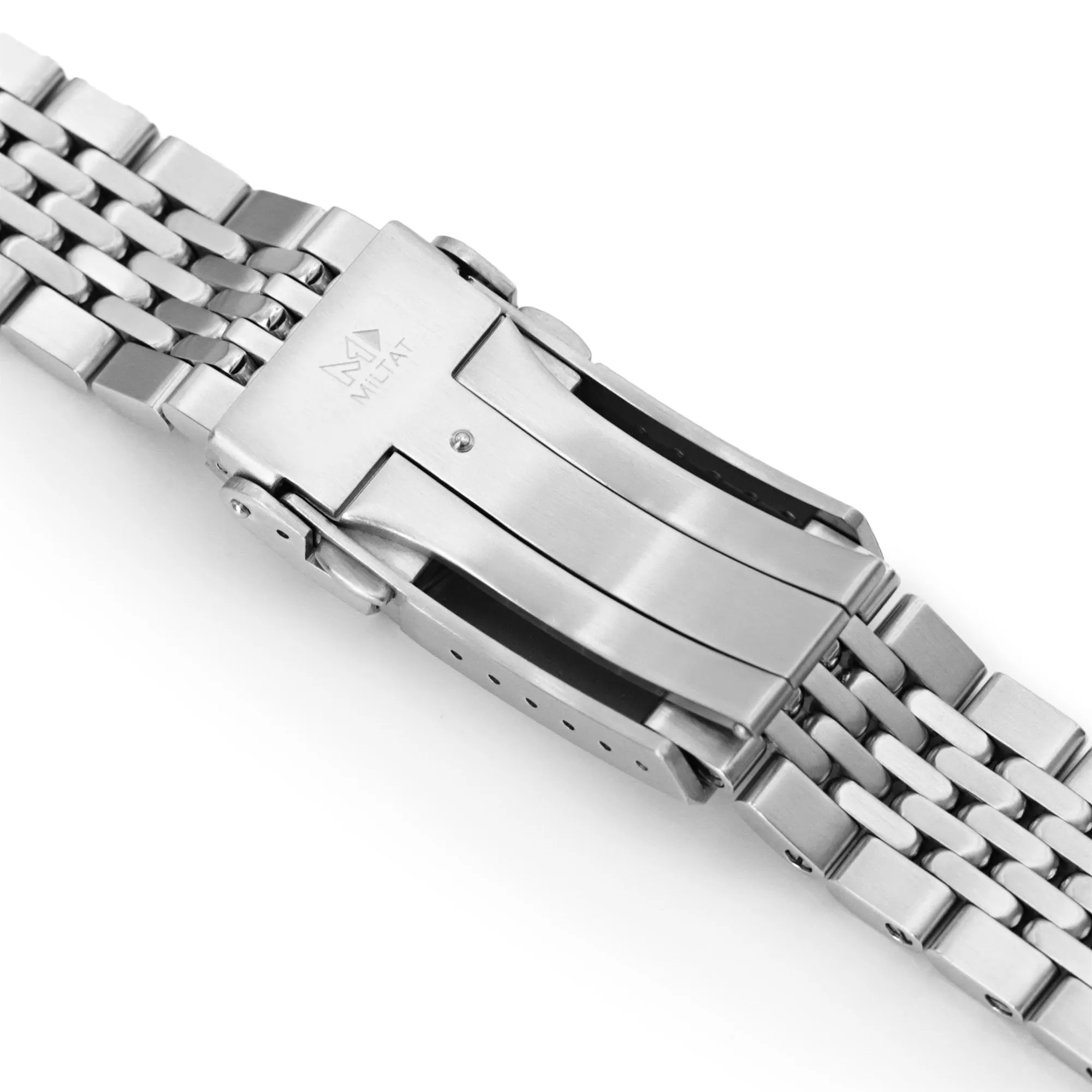 22mm Goma BOR Watch Band for Seiko 5 Sports 42.5mm SRPD51 SRPD55 SBSA003, Stainless Steel - Brushed, Polished Center Links, V Diver Clasp