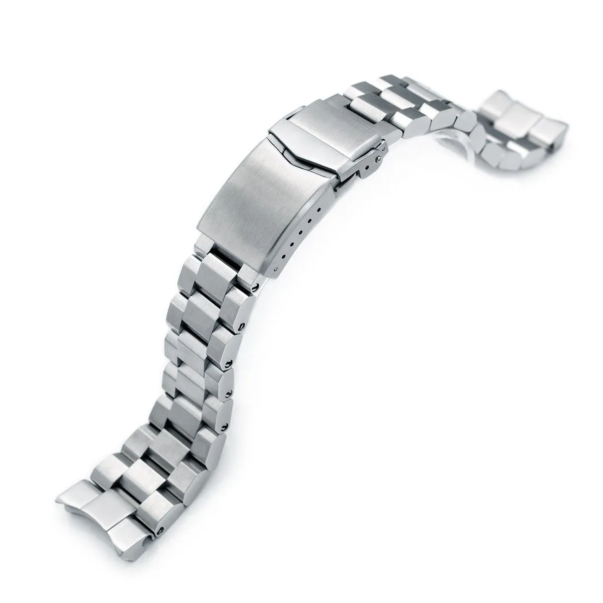 22mm Hexad Watch Band for Seiko Samurai SRPB51 SRPB09 SRPC93, Stainless Steel - Brushed, V Diver Clasp