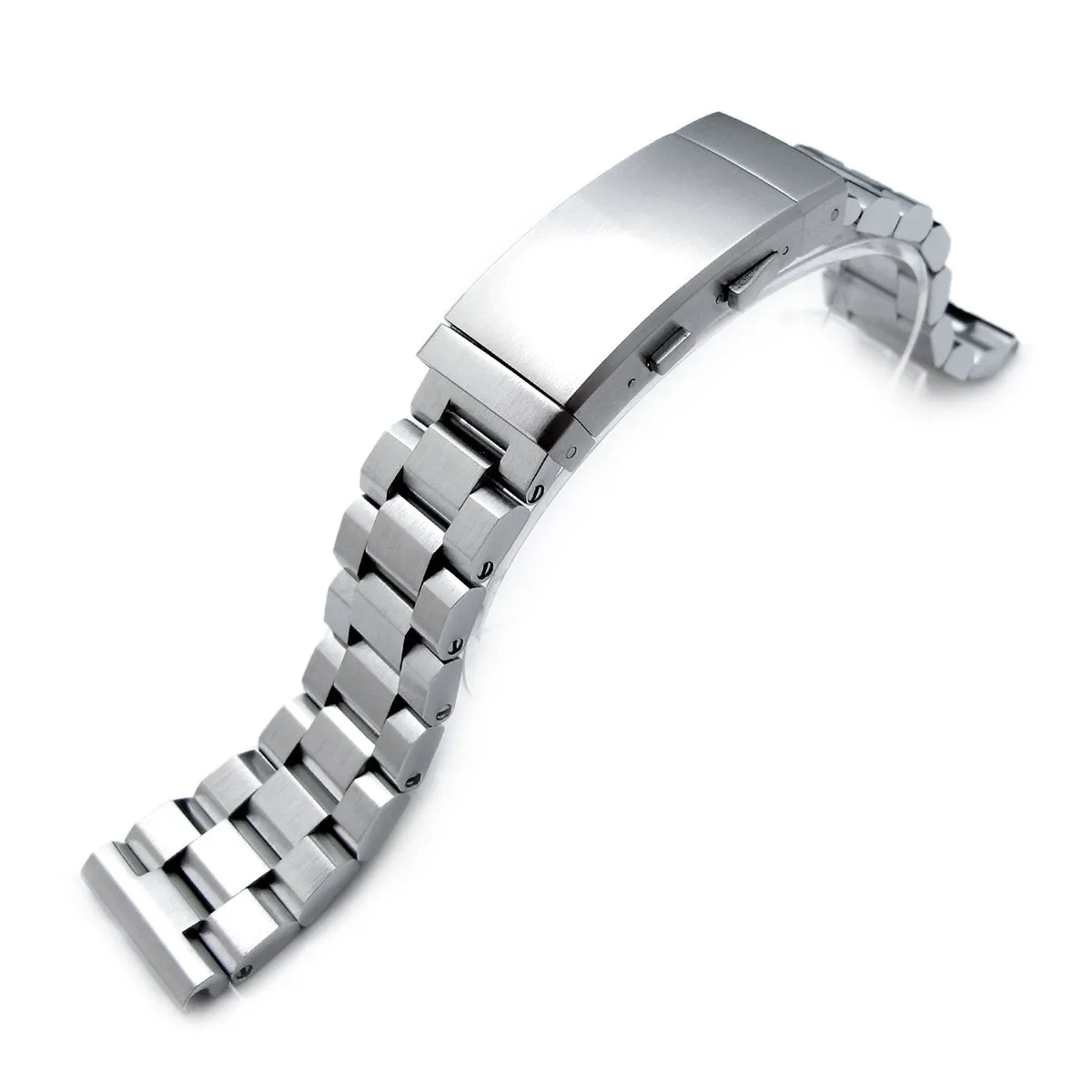 22mm Hexad Watch Band Straight Lug, 316L Stainless Steel Wetsuit Ratchet Buckle Brushed