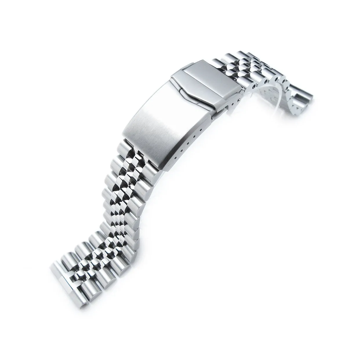 22mm Super-J Louis JUB Watch Band Straight End, 316L Stainless Steel Solid V-Clasp Button Double Lock