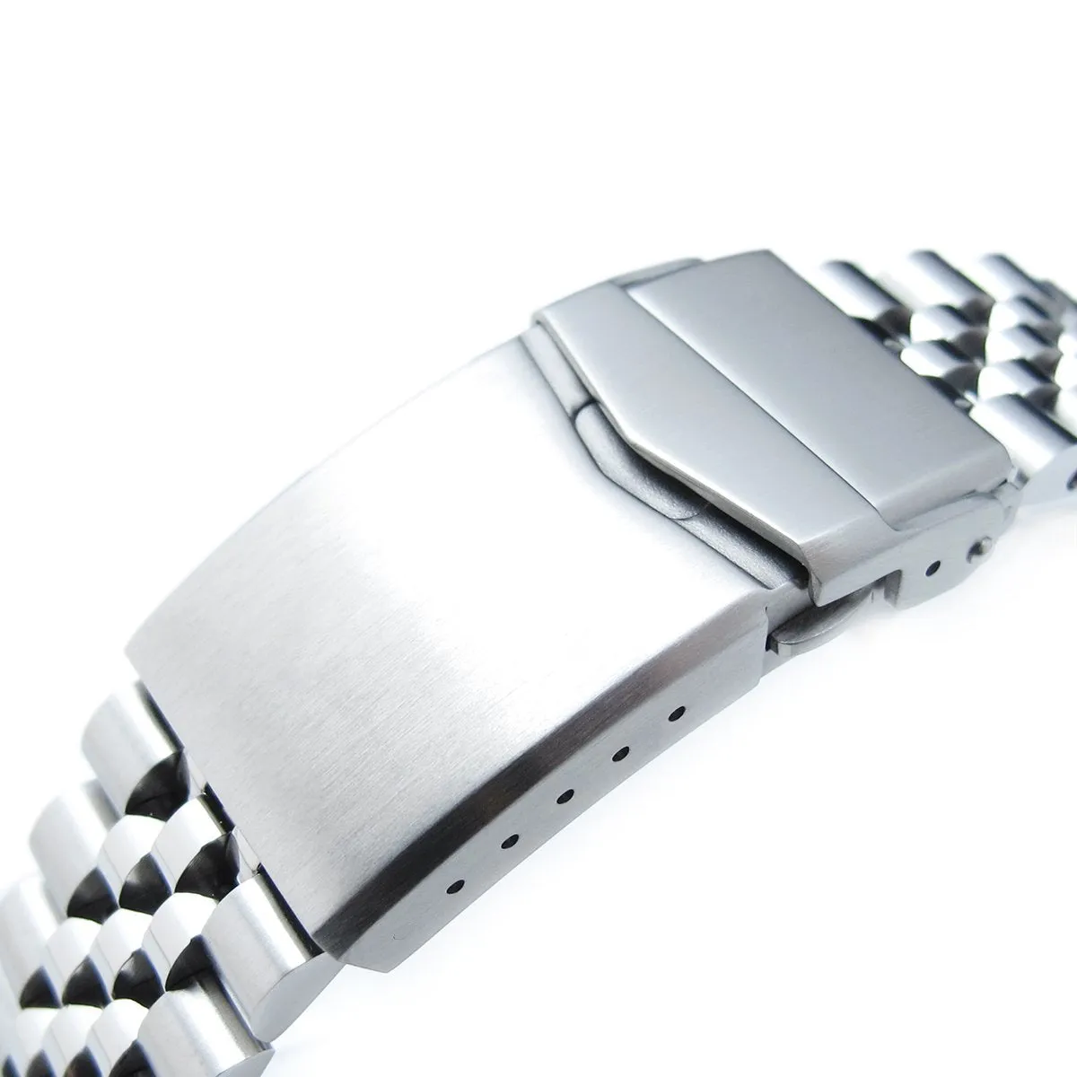 22mm Super-J Louis JUB Watch Band Straight End, 316L Stainless Steel Solid V-Clasp Button Double Lock