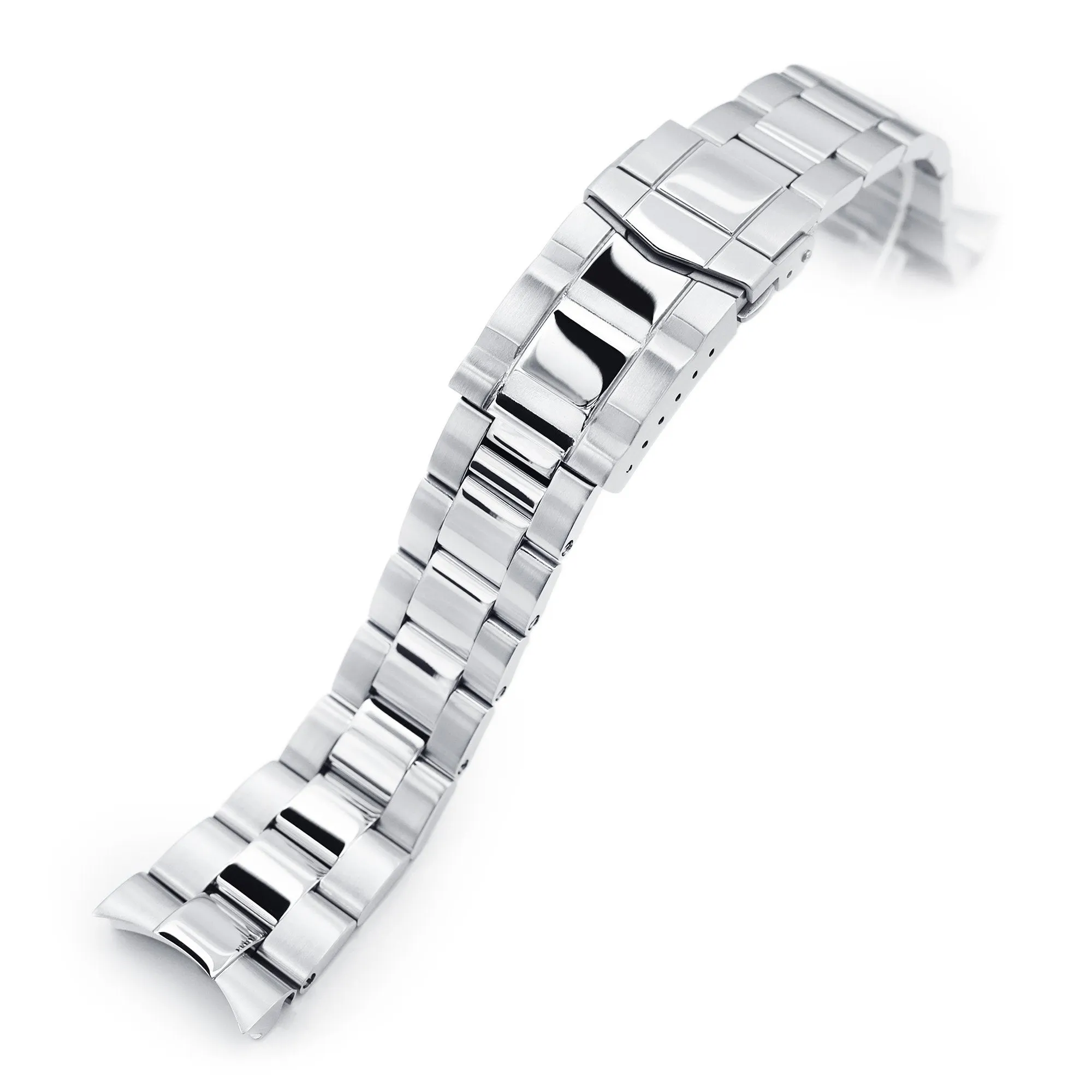 22mm Super-O Boyer Watch Band for Orient Kamasu RA-AA0002L19B RA-AA0004E19A RA-AA0006L19A, Stainless Steel - Polished Center Links, SUB Diver Clasp