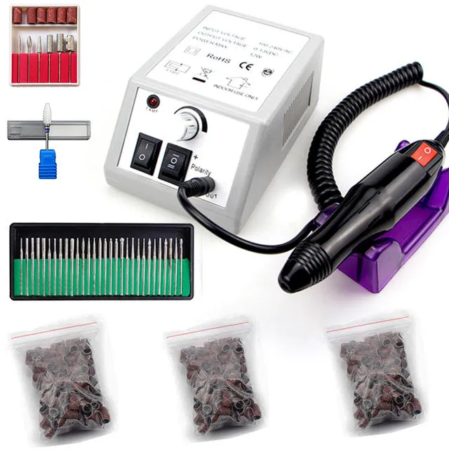 32W 35000RPM Nail Drill Machine Set With Sanding Band Professional Milling Manicure Machine Set Kit With Nail drill Bit Set Kit