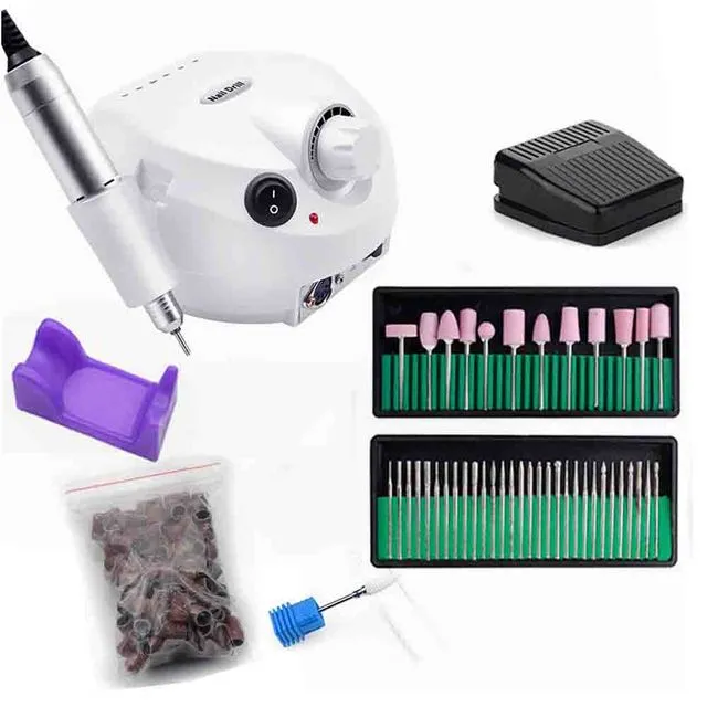 32W 35000RPM Nail Drill Machine Set With Sanding Band Professional Milling Manicure Machine Set Kit With Nail drill Bit Set Kit