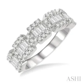 3/4 Ctw Baguette and Round Cut Diamond Fusion Ring in 14K White Gold