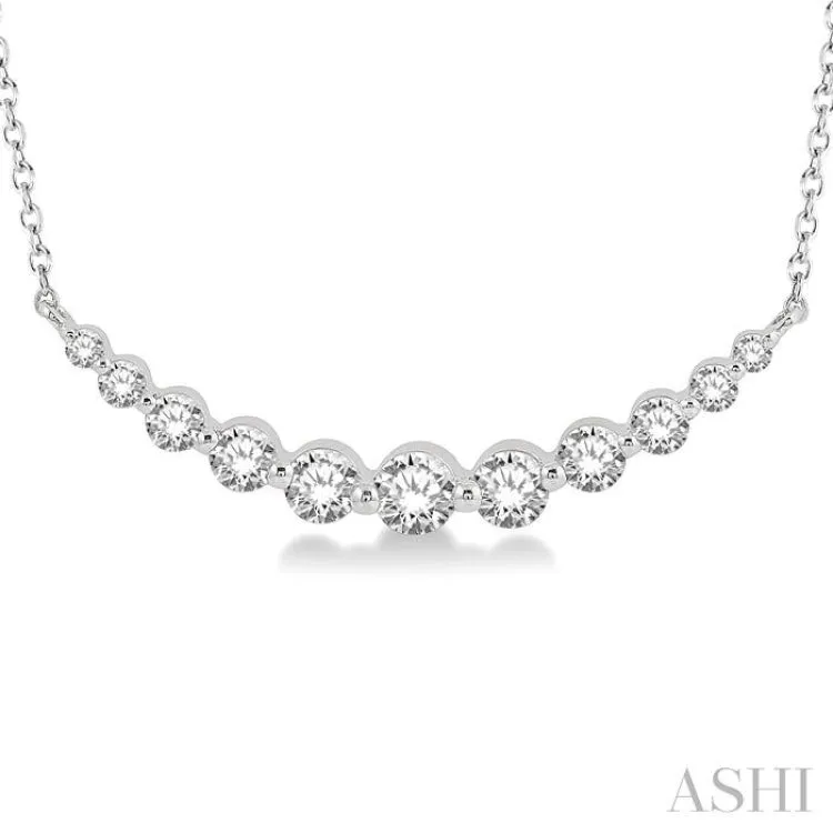 3/4 ctw Diamond Smile Necklace in 14K White Gold