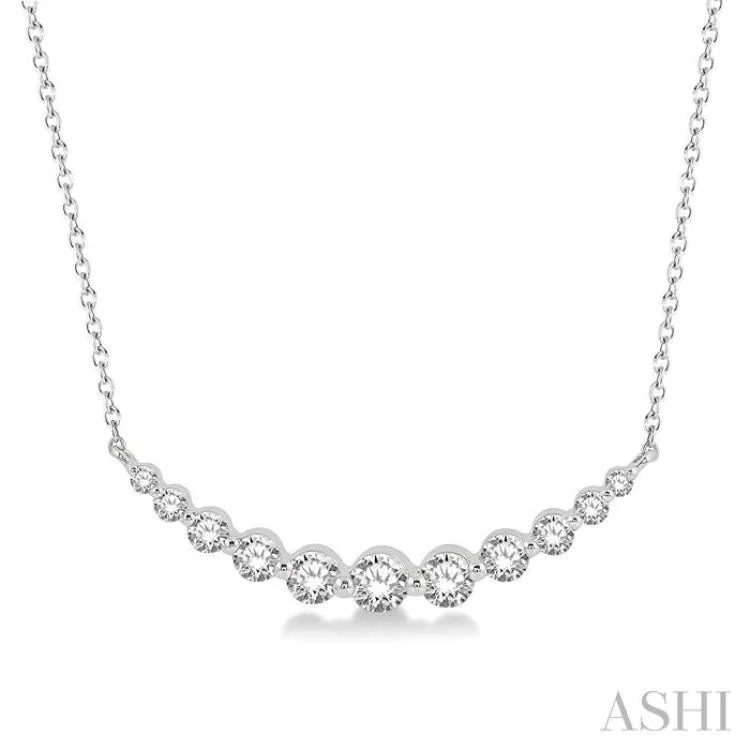 3/4 ctw Diamond Smile Necklace in 14K White Gold