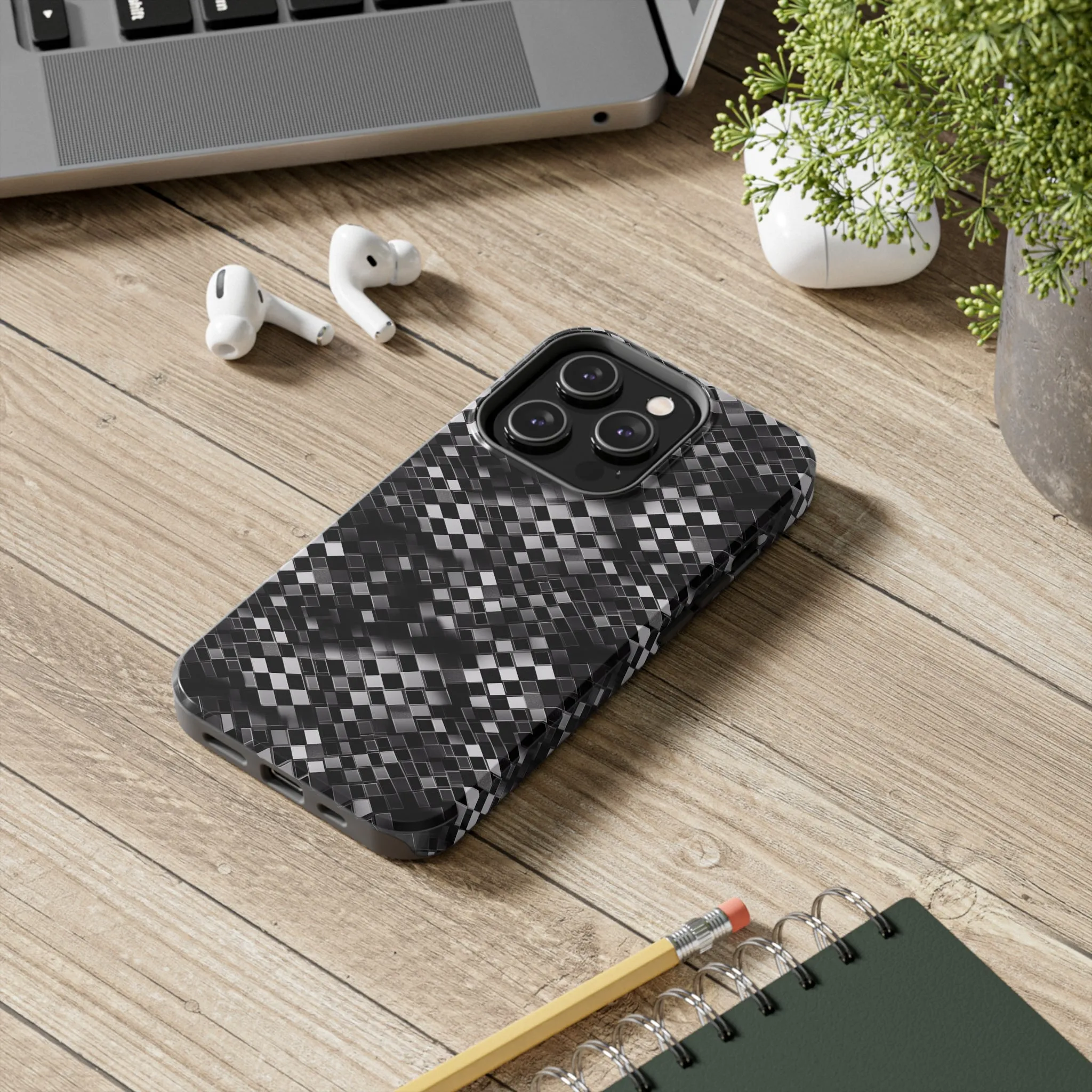 3D Checkerboard Print Pattern Design Tough Phone Case compatible with a large variety of iPhone models, Phone Case, Gift