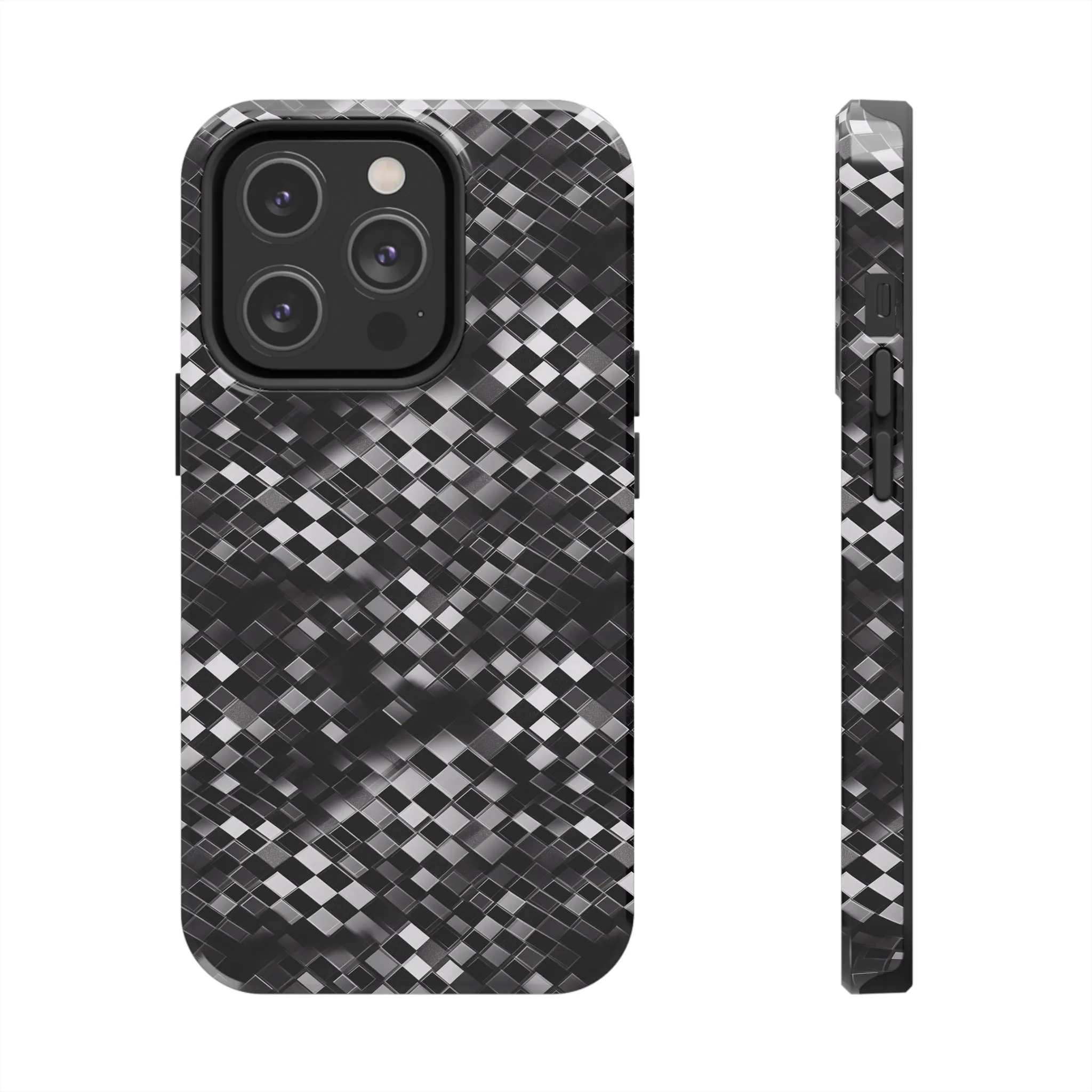 3D Checkerboard Print Pattern Design Tough Phone Case compatible with a large variety of iPhone models, Phone Case, Gift