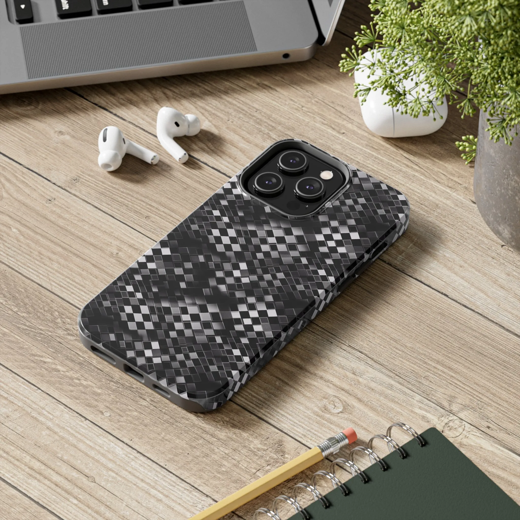 3D Checkerboard Print Pattern Design Tough Phone Case compatible with a large variety of iPhone models, Phone Case, Gift