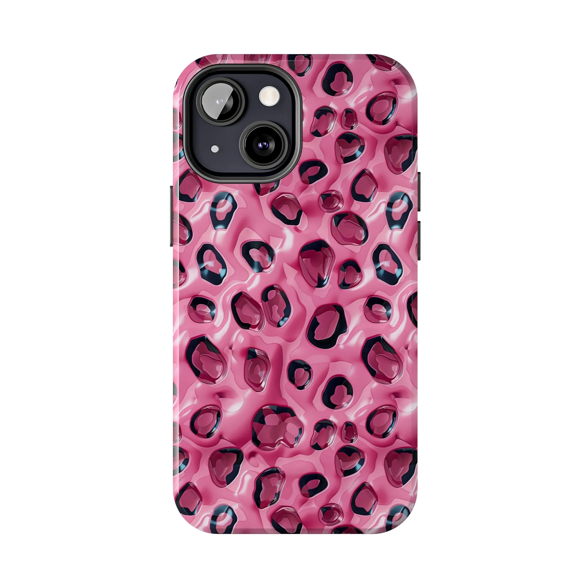 3D Pink Leopard Print pattern iPhone Case, Aesthetic Phone Cover, Artsy 3D Design, Protective Phone Cover compatible with a large variety of iPhone models, Phone Case, Gift