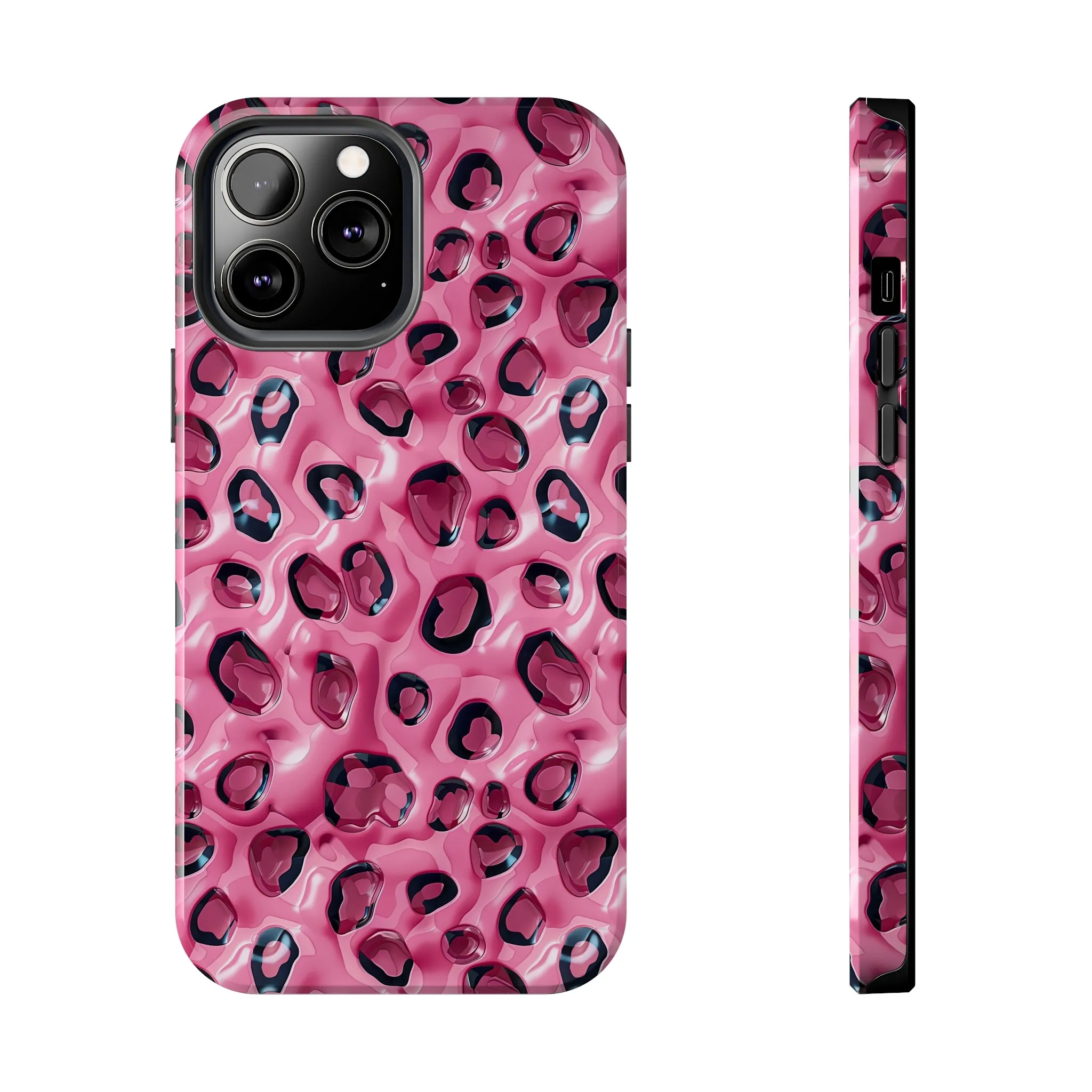 3D Pink Leopard Print pattern iPhone Case, Aesthetic Phone Cover, Artsy 3D Design, Protective Phone Cover compatible with a large variety of iPhone models, Phone Case, Gift