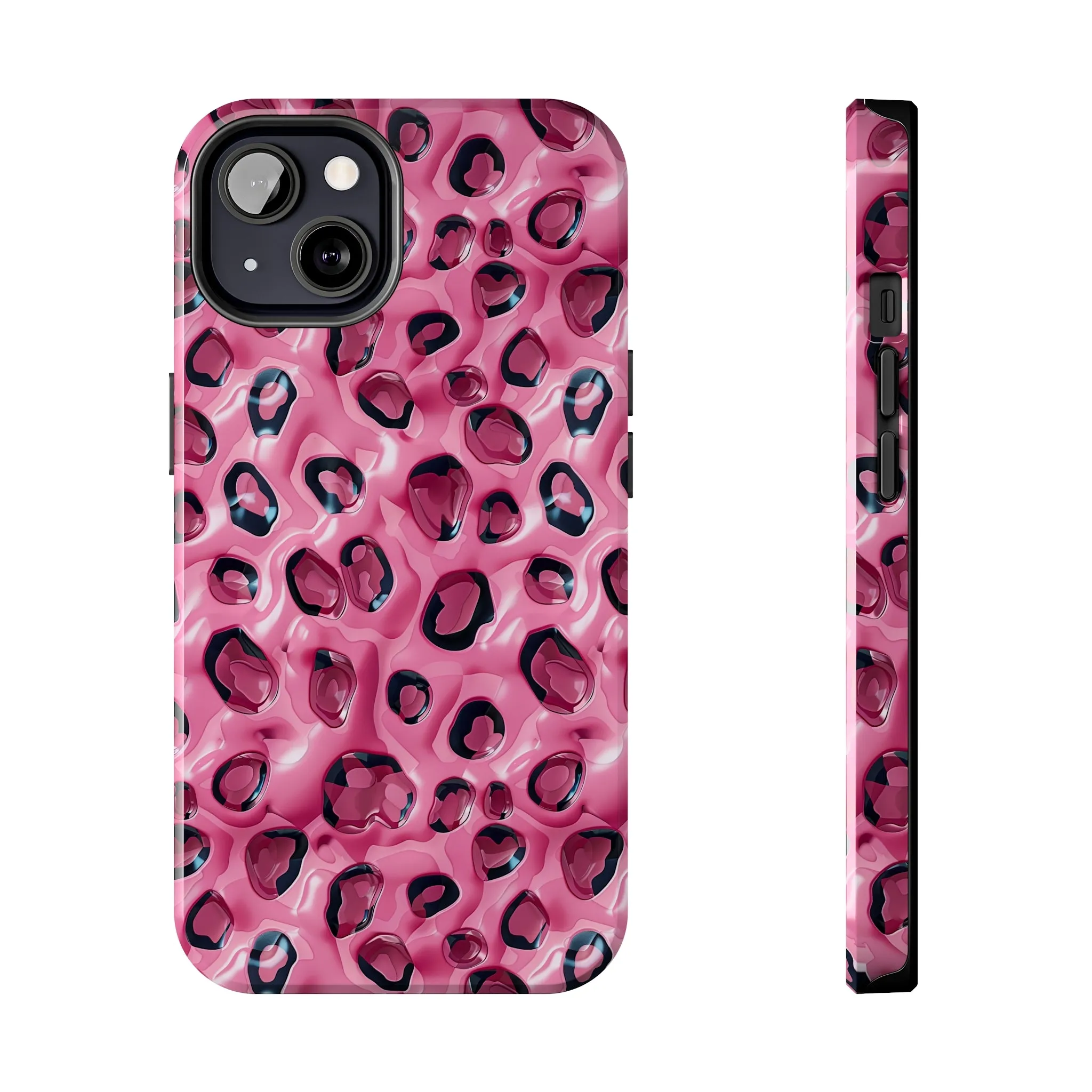 3D Pink Leopard Print pattern iPhone Case, Aesthetic Phone Cover, Artsy 3D Design, Protective Phone Cover compatible with a large variety of iPhone models, Phone Case, Gift