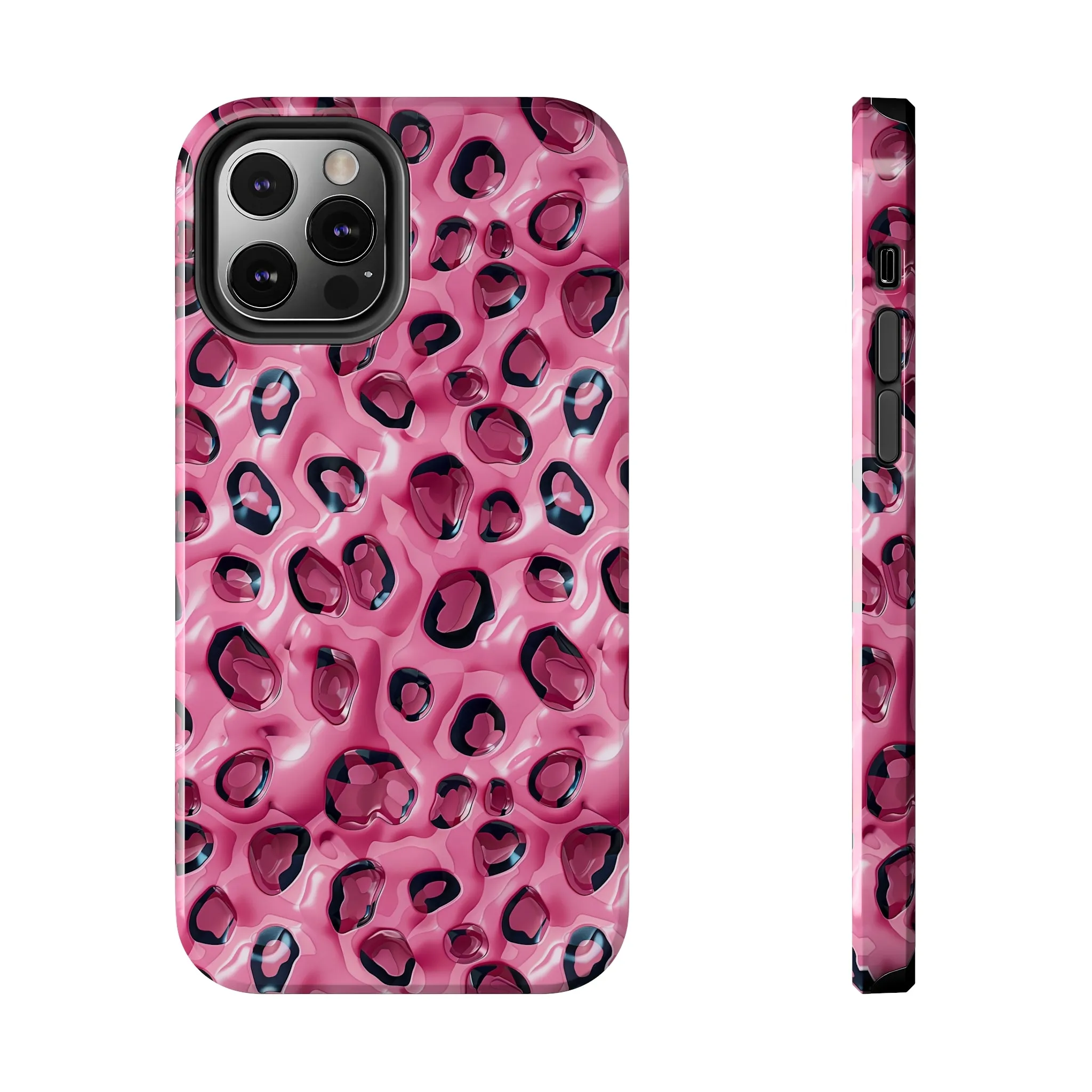 3D Pink Leopard Print pattern iPhone Case, Aesthetic Phone Cover, Artsy 3D Design, Protective Phone Cover compatible with a large variety of iPhone models, Phone Case, Gift