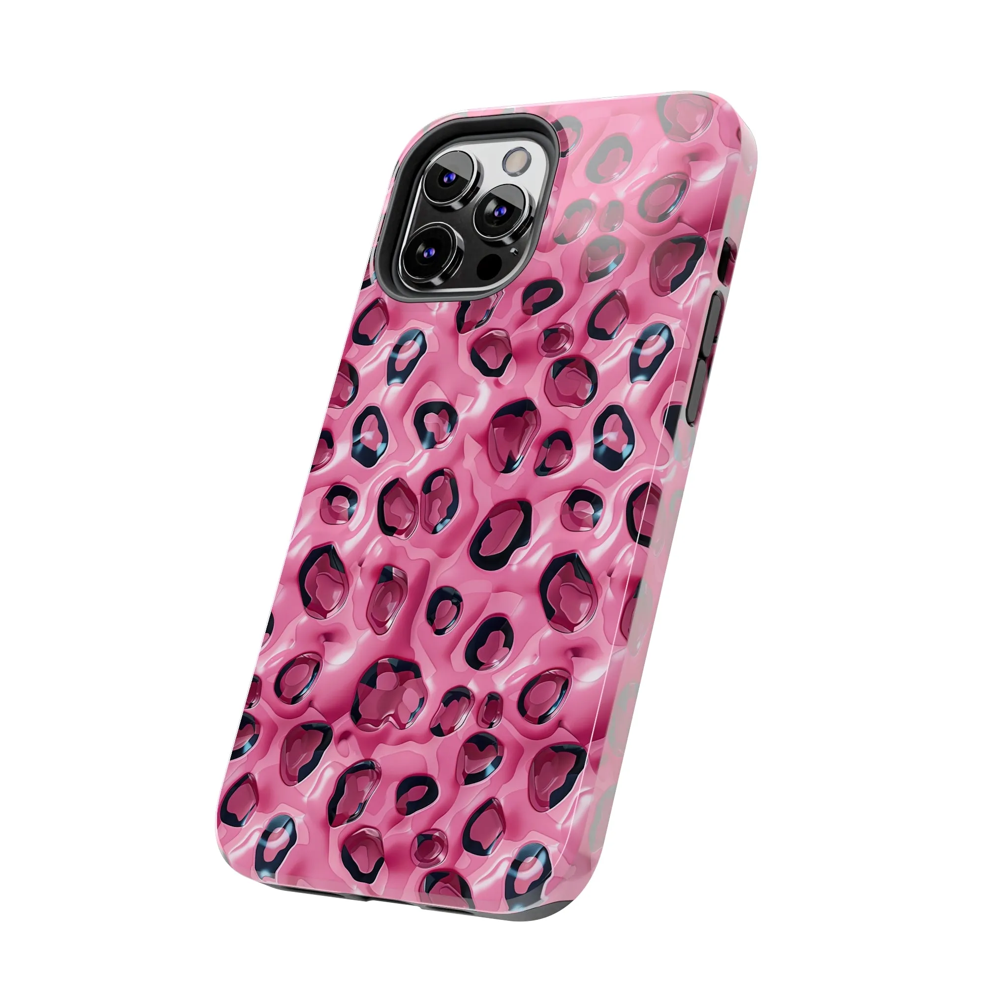 3D Pink Leopard Print pattern iPhone Case, Aesthetic Phone Cover, Artsy 3D Design, Protective Phone Cover compatible with a large variety of iPhone models, Phone Case, Gift