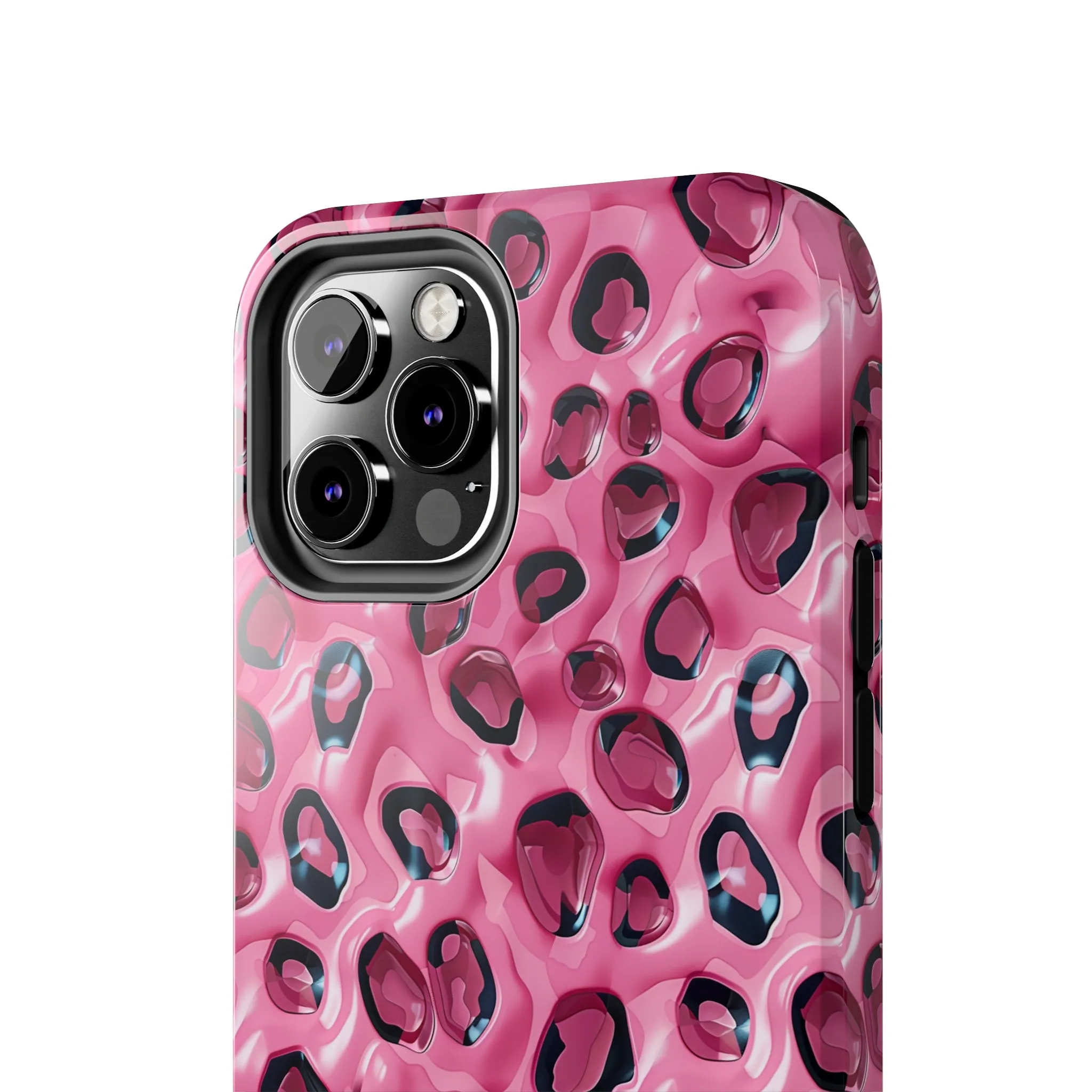 3D Pink Leopard Print pattern iPhone Case, Aesthetic Phone Cover, Artsy 3D Design, Protective Phone Cover compatible with a large variety of iPhone models, Phone Case, Gift