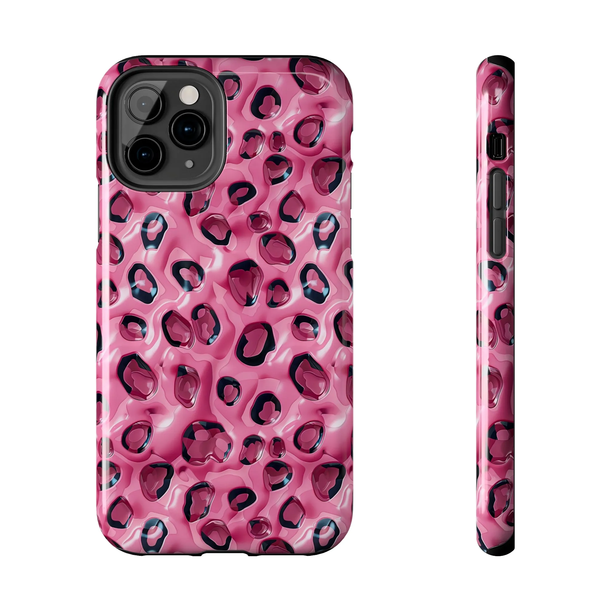 3D Pink Leopard Print pattern iPhone Case, Aesthetic Phone Cover, Artsy 3D Design, Protective Phone Cover compatible with a large variety of iPhone models, Phone Case, Gift