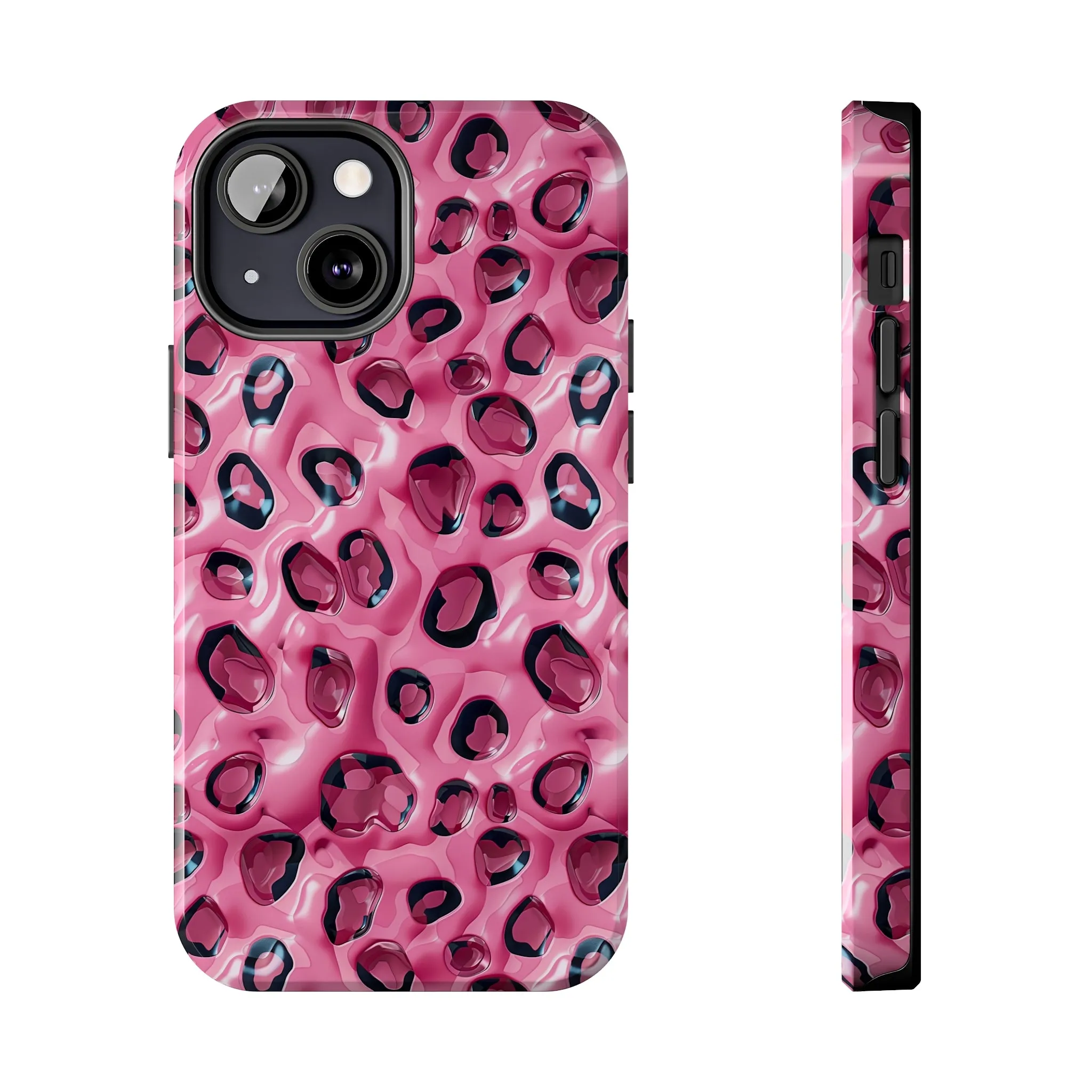 3D Pink Leopard Print pattern iPhone Case, Aesthetic Phone Cover, Artsy 3D Design, Protective Phone Cover compatible with a large variety of iPhone models, Phone Case, Gift