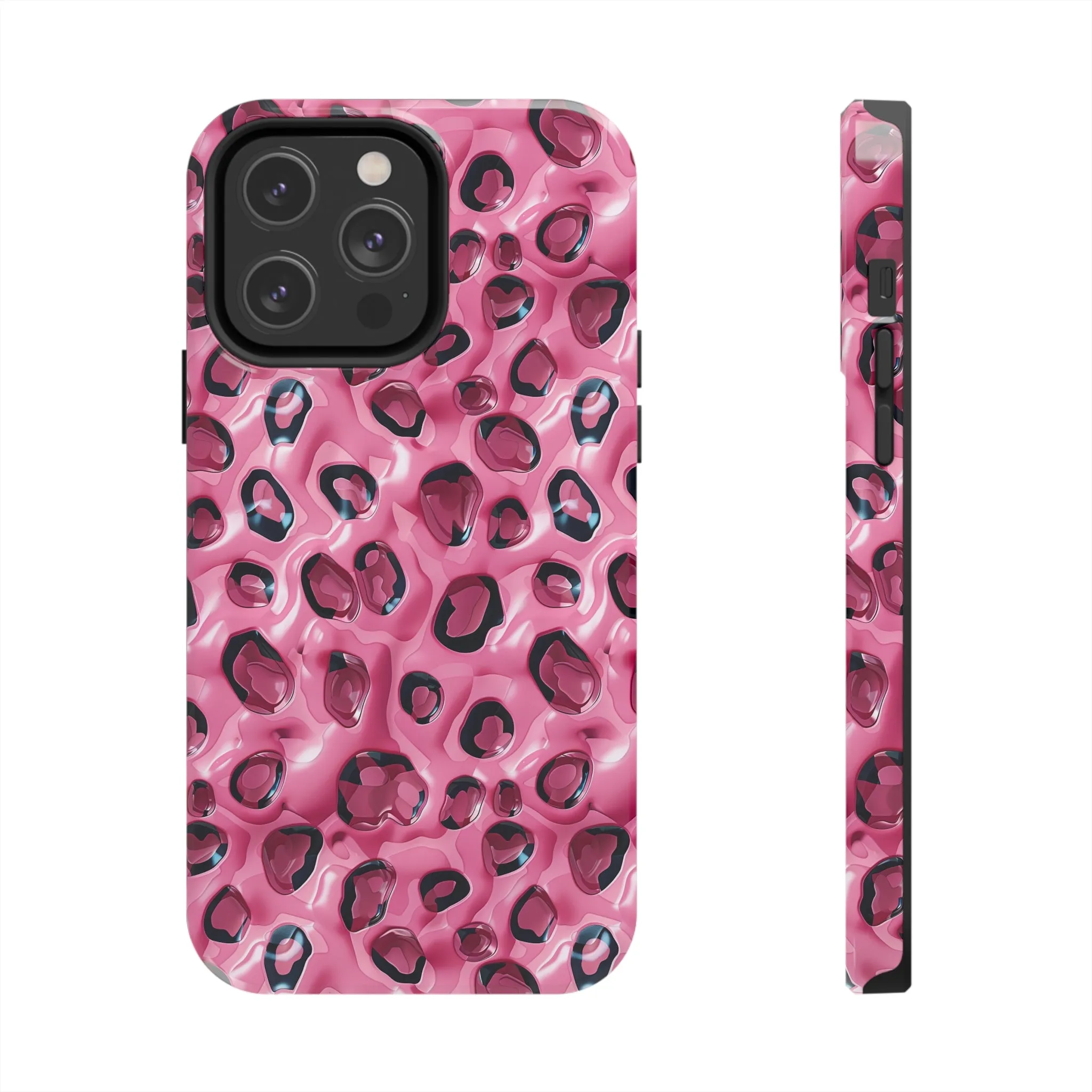 3D Pink Leopard Print pattern iPhone Case, Aesthetic Phone Cover, Artsy 3D Design, Protective Phone Cover compatible with a large variety of iPhone models, Phone Case, Gift