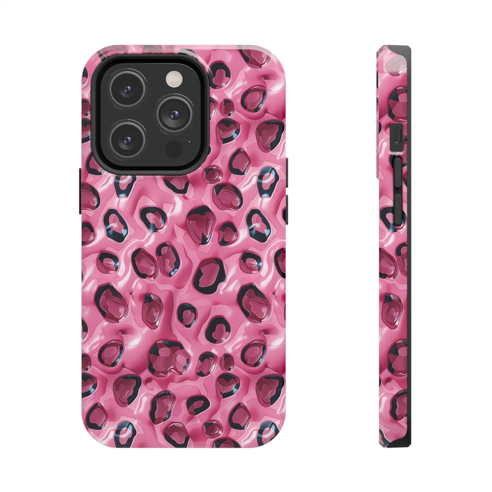 3D Pink Leopard Print pattern iPhone Case, Aesthetic Phone Cover, Artsy 3D Design, Protective Phone Cover compatible with a large variety of iPhone models, Phone Case, Gift