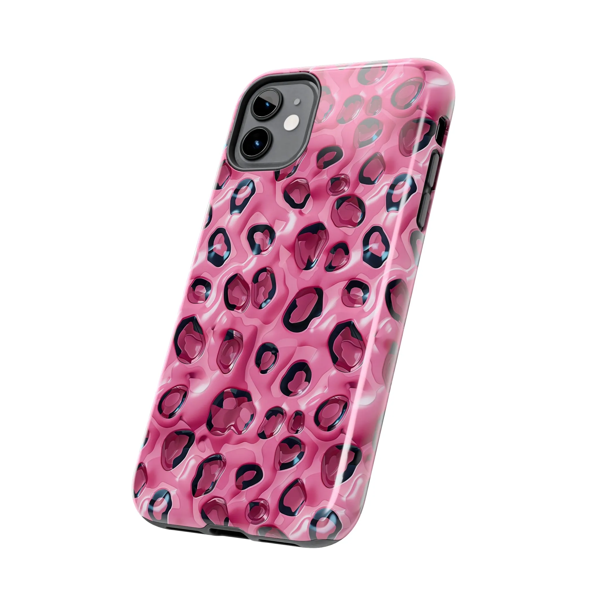 3D Pink Leopard Print pattern iPhone Case, Aesthetic Phone Cover, Artsy 3D Design, Protective Phone Cover compatible with a large variety of iPhone models, Phone Case, Gift