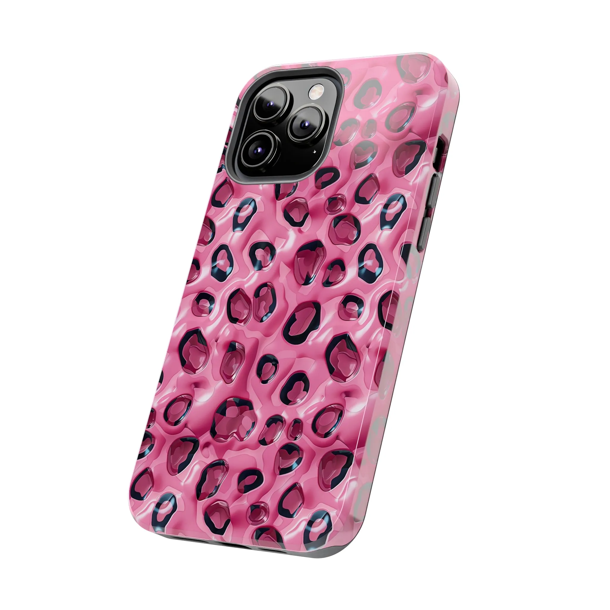 3D Pink Leopard Print pattern iPhone Case, Aesthetic Phone Cover, Artsy 3D Design, Protective Phone Cover compatible with a large variety of iPhone models, Phone Case, Gift