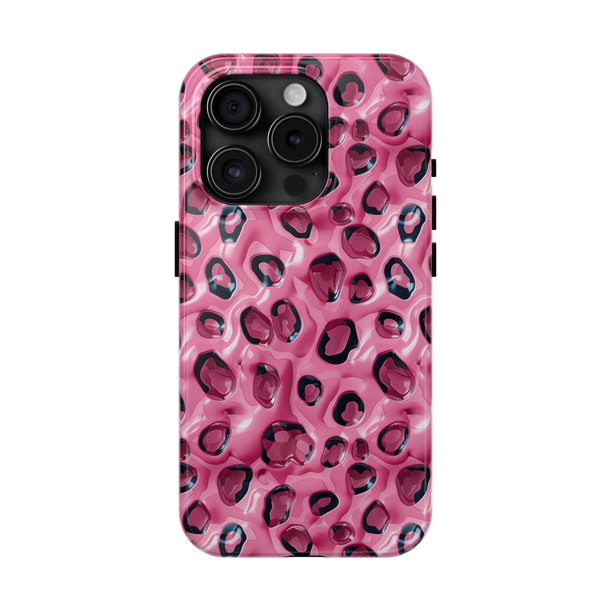 3D Pink Leopard Print pattern iPhone Case, Aesthetic Phone Cover, Artsy 3D Design, Protective Phone Cover compatible with a large variety of iPhone models, Phone Case, Gift