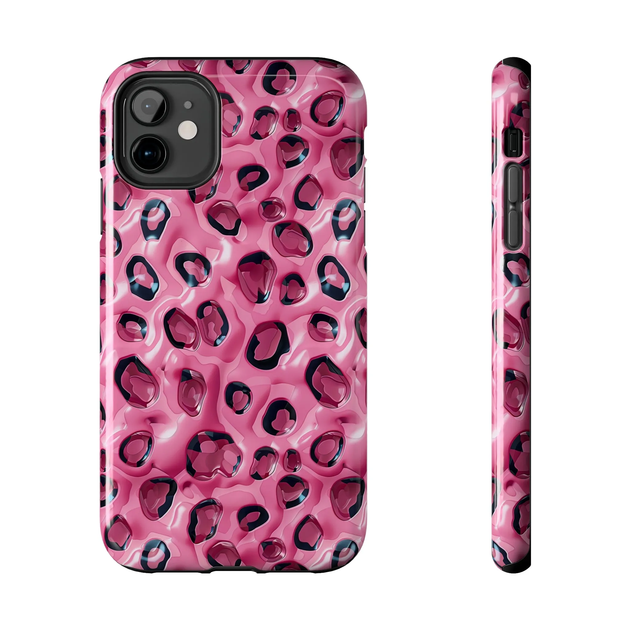 3D Pink Leopard Print pattern iPhone Case, Aesthetic Phone Cover, Artsy 3D Design, Protective Phone Cover compatible with a large variety of iPhone models, Phone Case, Gift