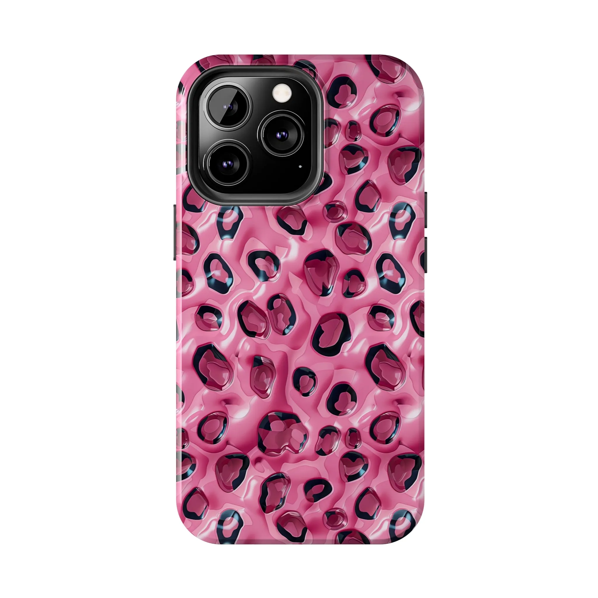 3D Pink Leopard Print pattern iPhone Case, Aesthetic Phone Cover, Artsy 3D Design, Protective Phone Cover compatible with a large variety of iPhone models, Phone Case, Gift