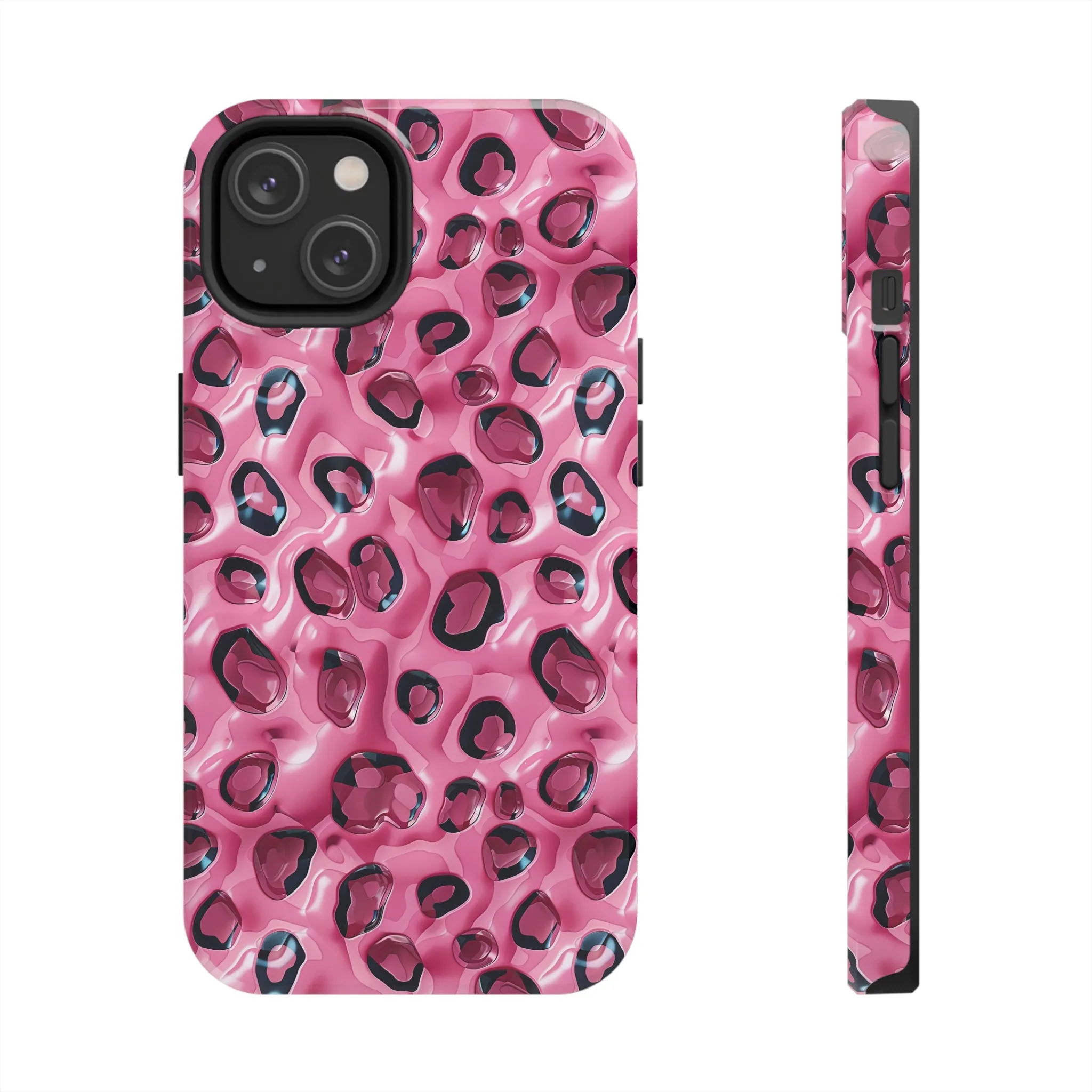 3D Pink Leopard Print pattern iPhone Case, Aesthetic Phone Cover, Artsy 3D Design, Protective Phone Cover compatible with a large variety of iPhone models, Phone Case, Gift