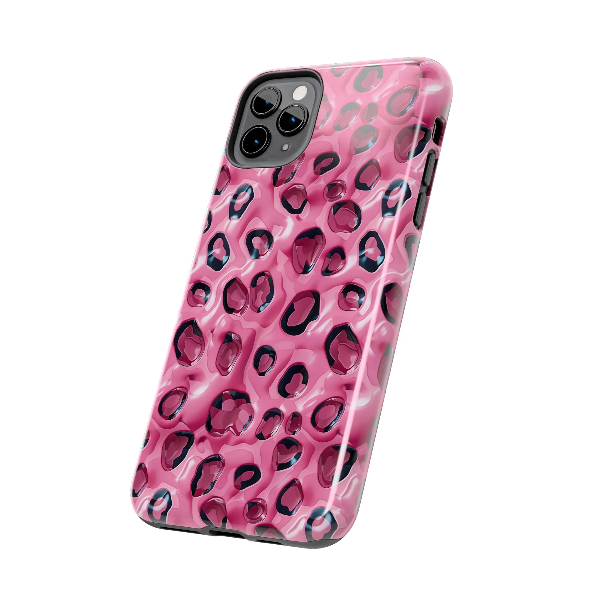 3D Pink Leopard Print pattern iPhone Case, Aesthetic Phone Cover, Artsy 3D Design, Protective Phone Cover compatible with a large variety of iPhone models, Phone Case, Gift