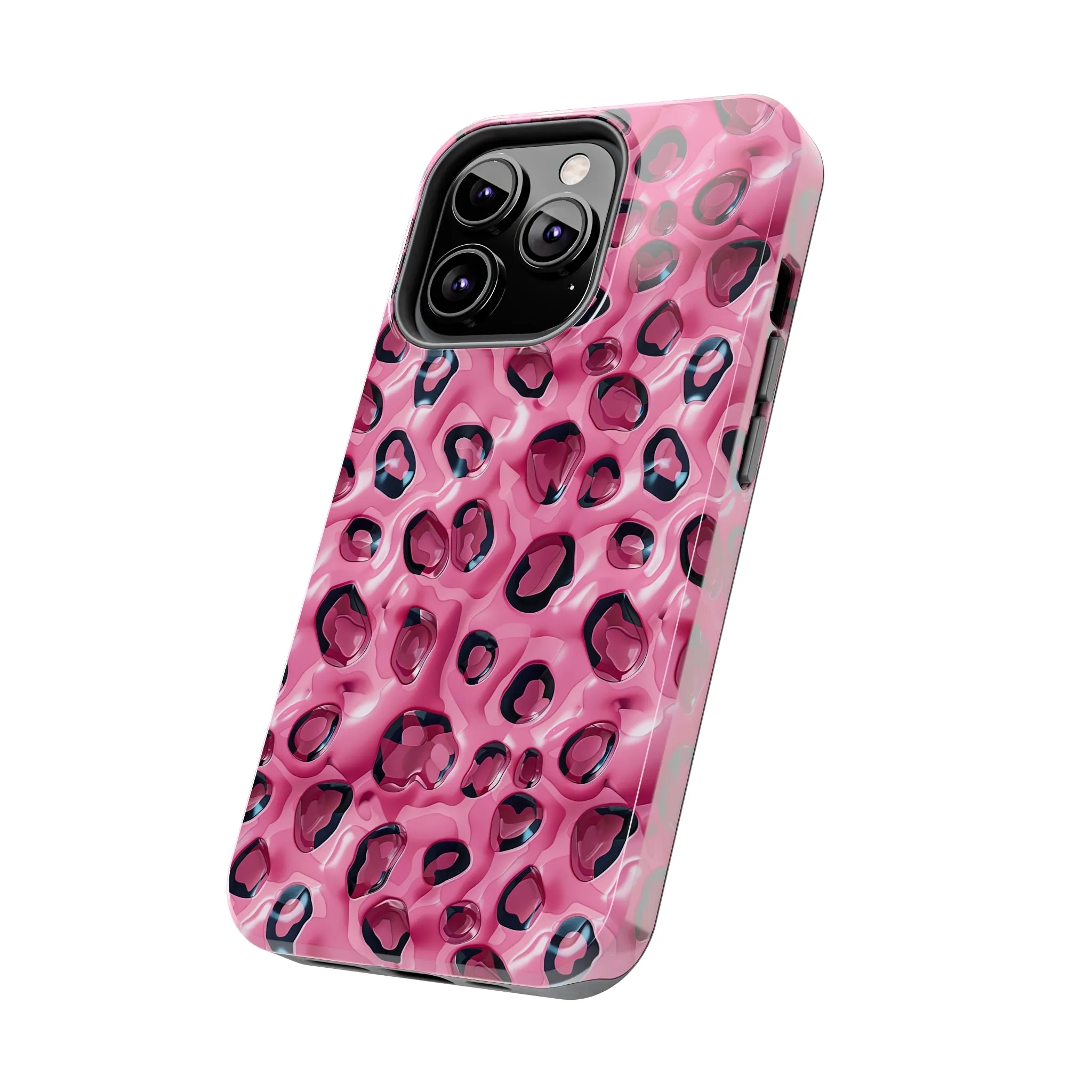 3D Pink Leopard Print pattern iPhone Case, Aesthetic Phone Cover, Artsy 3D Design, Protective Phone Cover compatible with a large variety of iPhone models, Phone Case, Gift