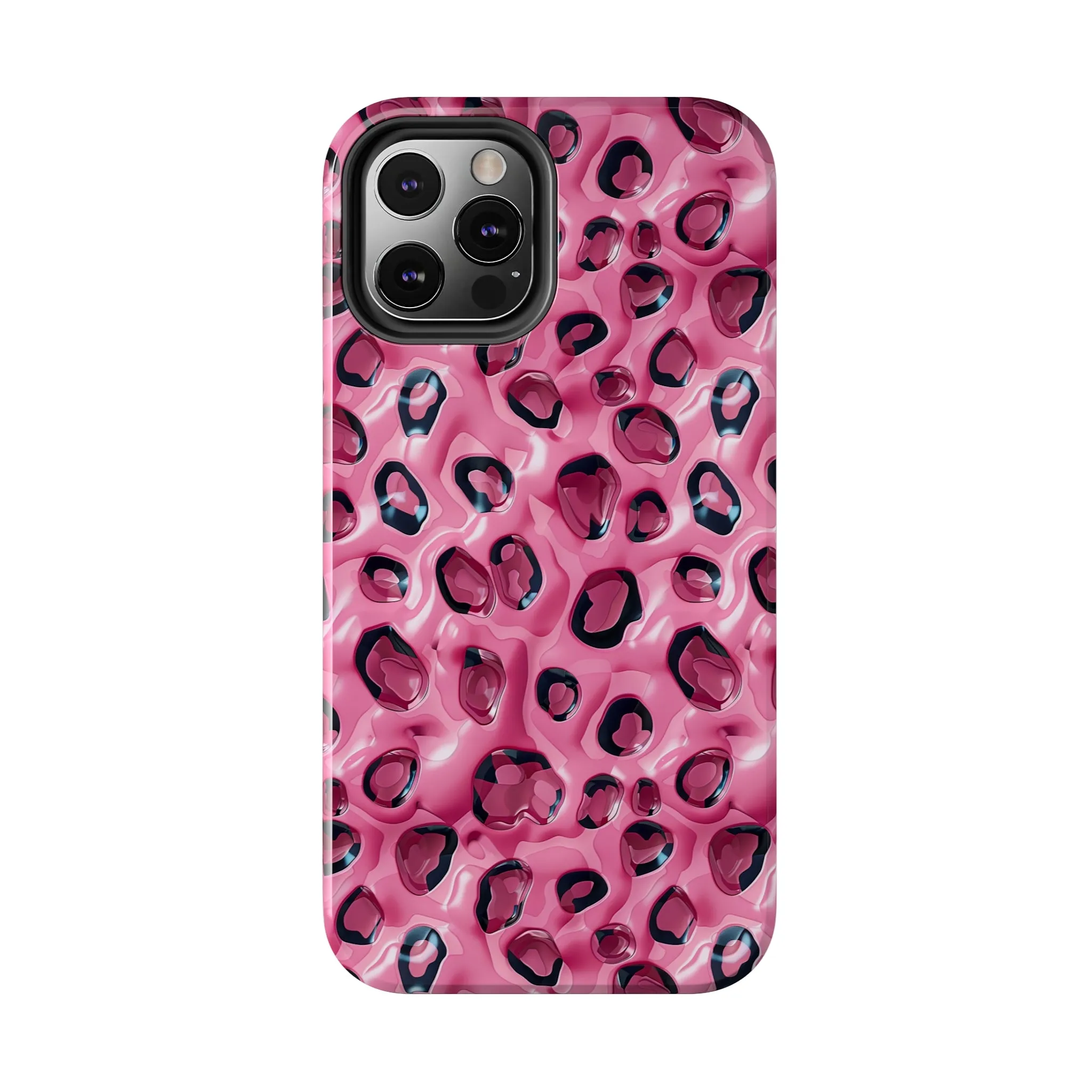 3D Pink Leopard Print pattern iPhone Case, Aesthetic Phone Cover, Artsy 3D Design, Protective Phone Cover compatible with a large variety of iPhone models, Phone Case, Gift