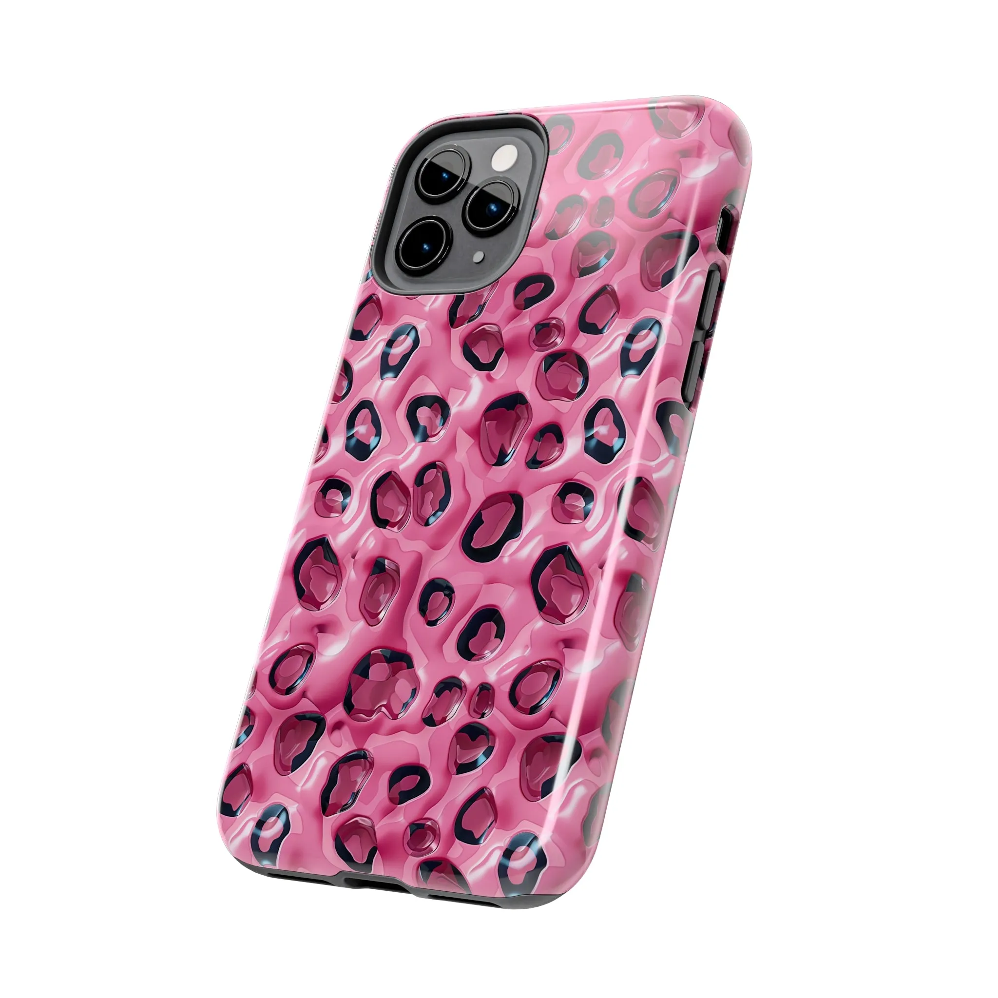 3D Pink Leopard Print pattern iPhone Case, Aesthetic Phone Cover, Artsy 3D Design, Protective Phone Cover compatible with a large variety of iPhone models, Phone Case, Gift