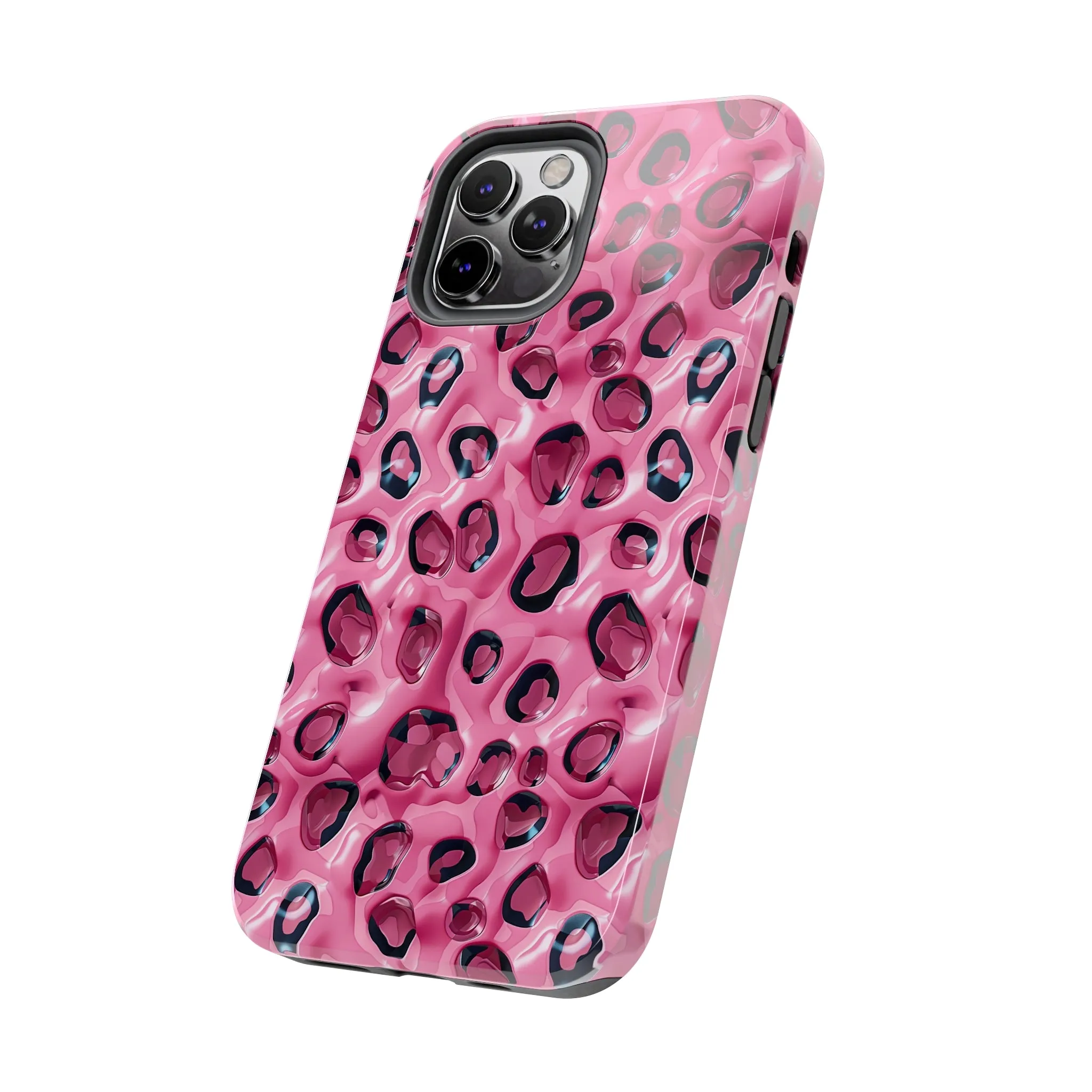 3D Pink Leopard Print pattern iPhone Case, Aesthetic Phone Cover, Artsy 3D Design, Protective Phone Cover compatible with a large variety of iPhone models, Phone Case, Gift