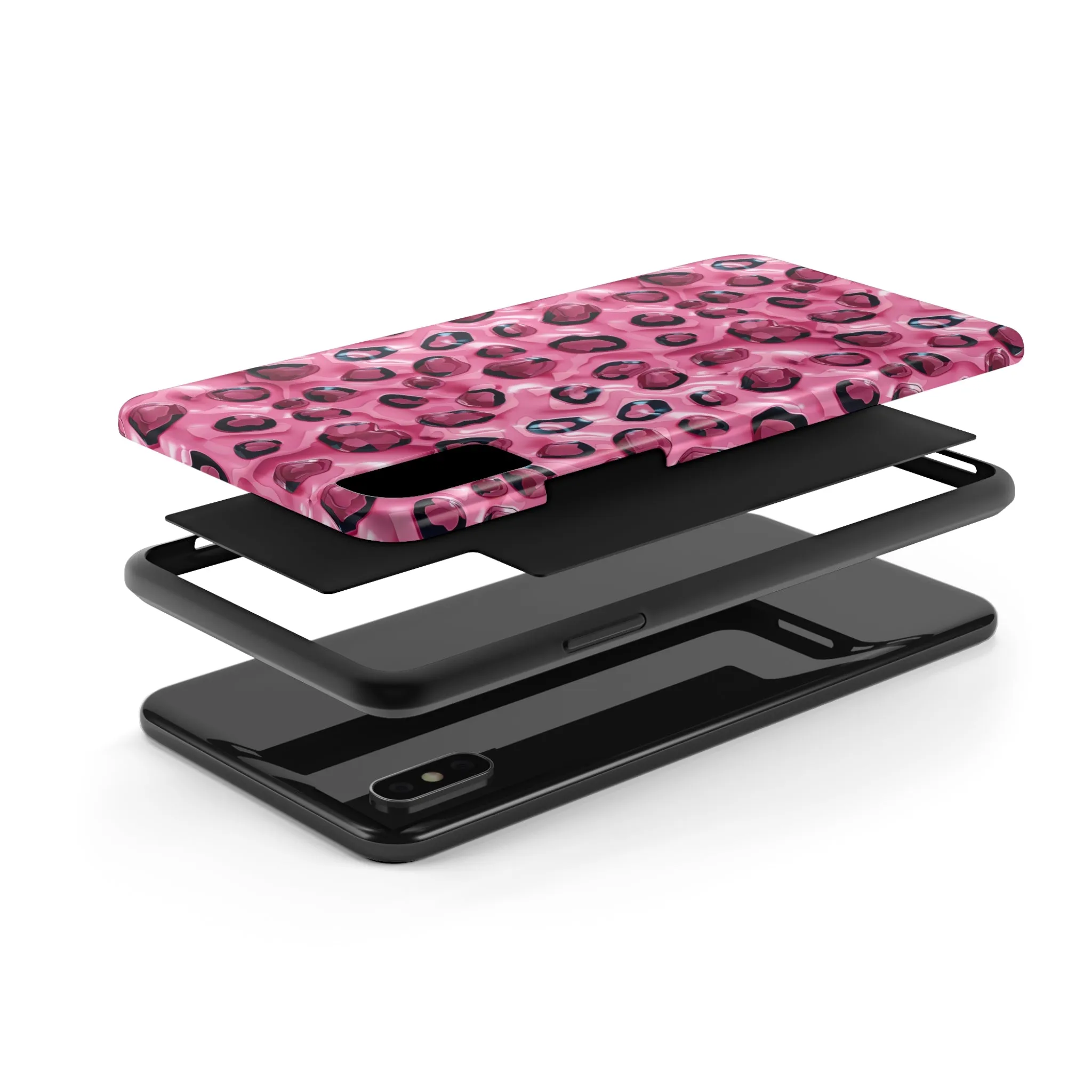 3D Pink Leopard Print pattern iPhone Case, Aesthetic Phone Cover, Artsy 3D Design, Protective Phone Cover compatible with a large variety of iPhone models, Phone Case, Gift