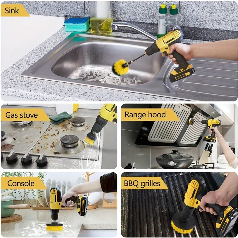 3Piece Electric DrillBrush Kit Powerful Cleaning Tool for Various Surfaces