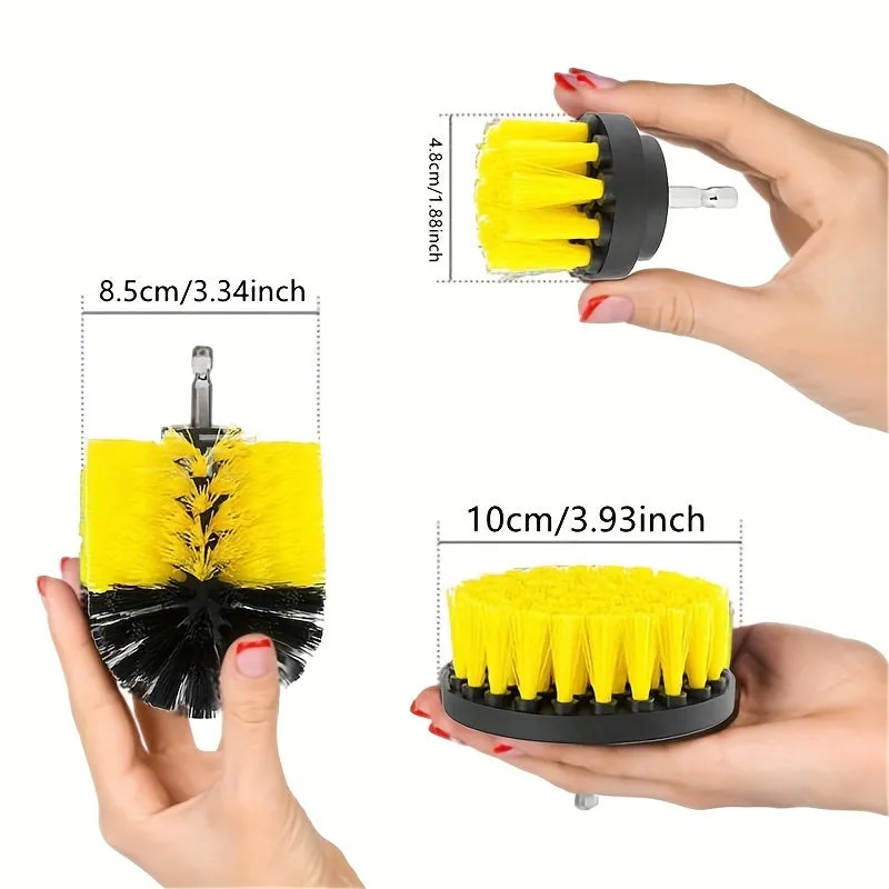 3Piece Electric DrillBrush Kit Powerful Cleaning Tool for Various Surfaces